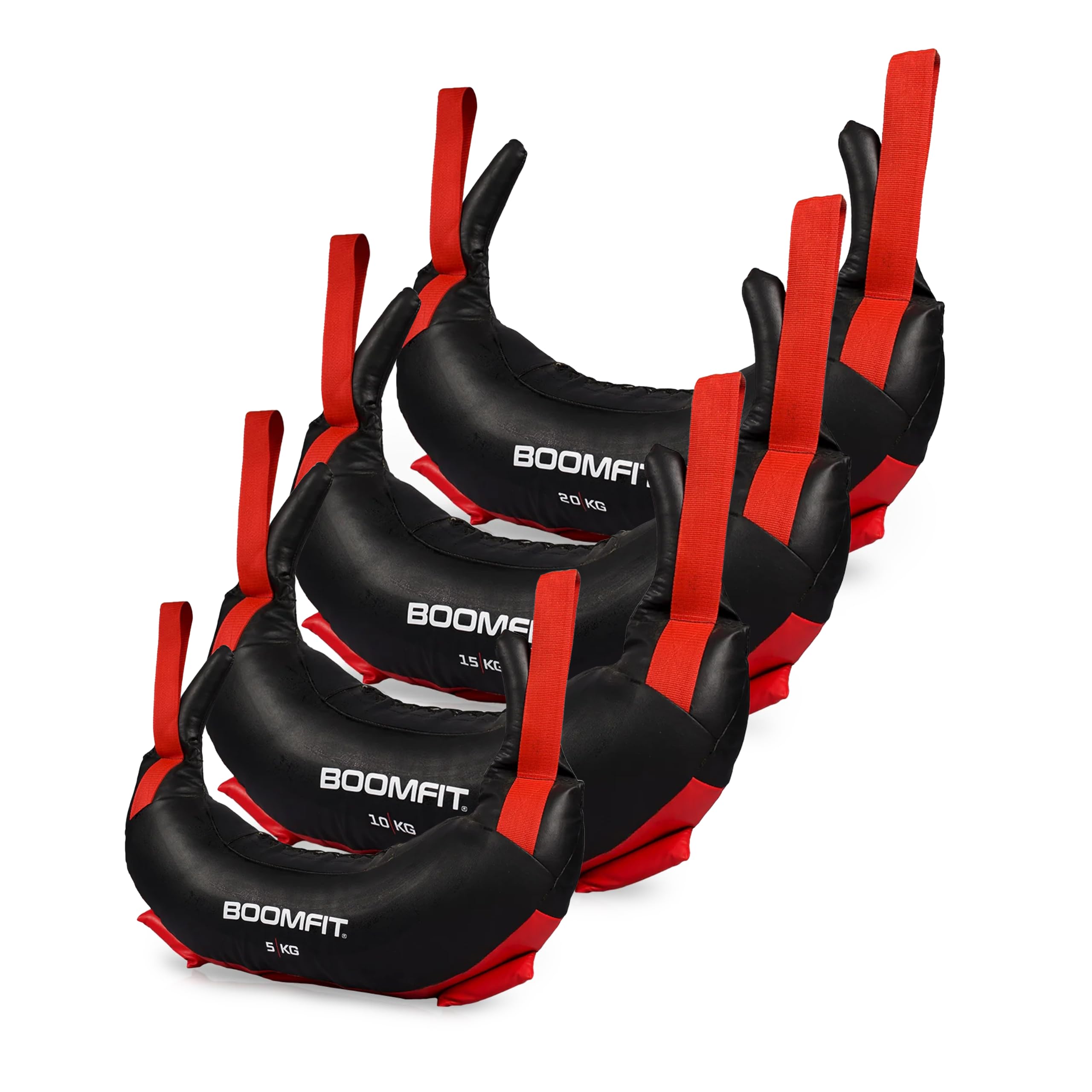 BOOMFIT Saco Búlgaro Bulgarian Bag Forma Herradura 4 Asas Crossfit 5-20 kg | Para Spins, Halos, Around the World, Bear Hug y Snatch rotacional | Trabaja core, hombros, trapecios y agarre con torsión
