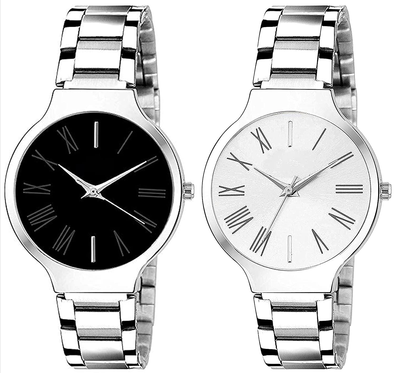 The Shopoholic Analogue Black White Dial Silver Chain Strap Womens Watch Combo for Womens and Girls Pack of 2 (B09ZBJ38DS) Amazon Price History, Amazon Price Tracker