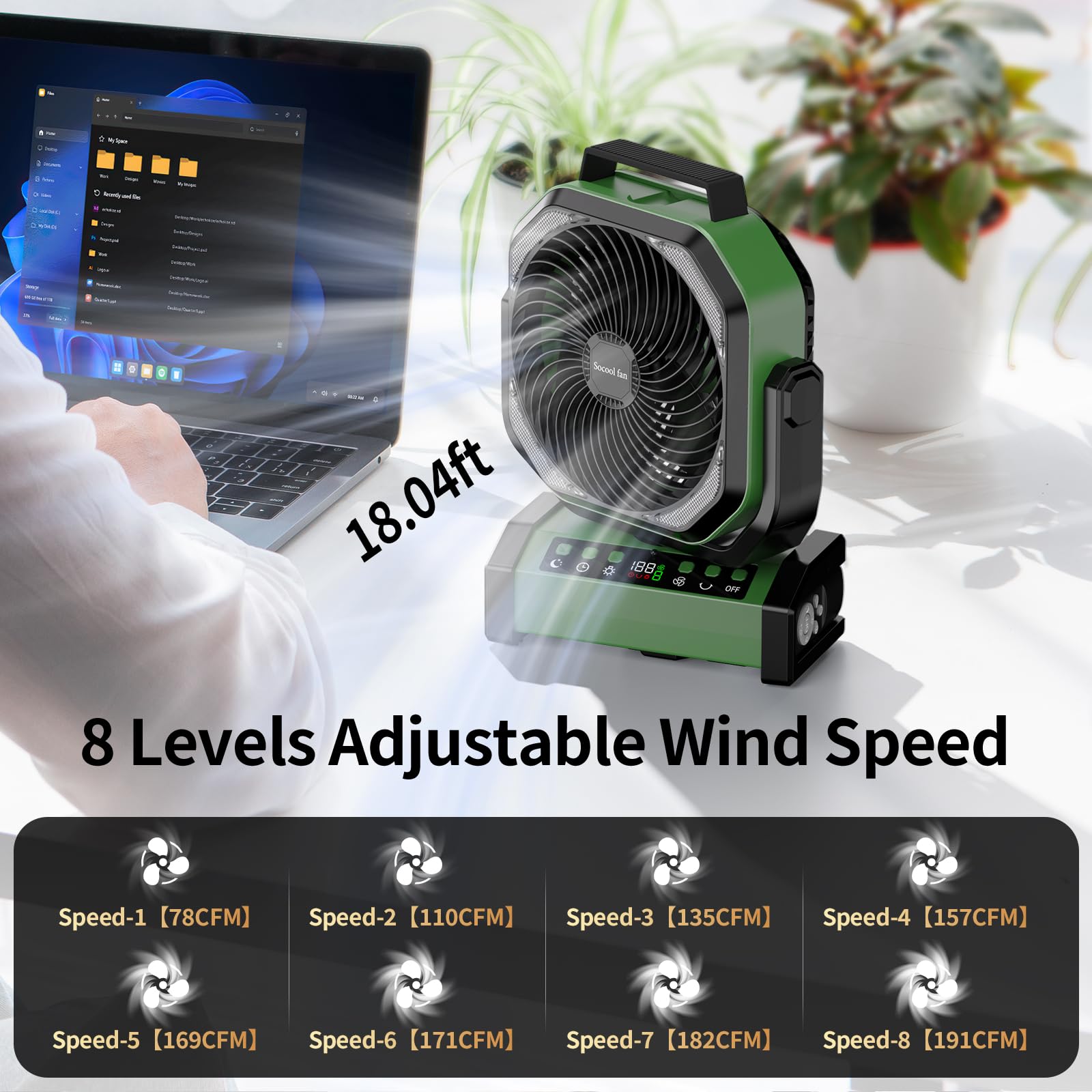 Amazon | Socool Fan キャンプファン ライト付き - 20000mAh 充電式