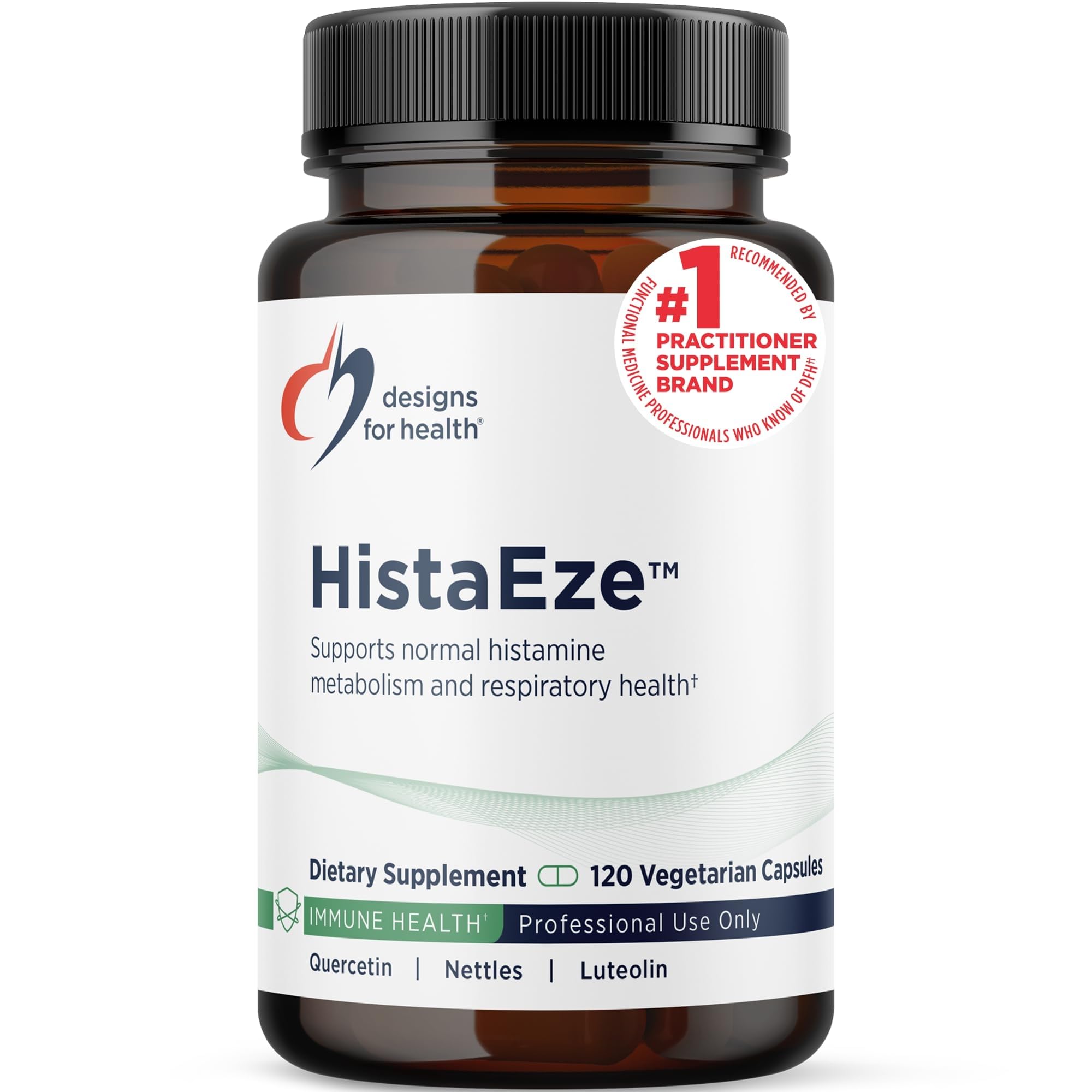 Designs for Health HistaEze - Quercetin with Stinging Nettle Extract, Luteolin + Vitamin C - Designed to Help Promote Normal Histamine Levels - Non-GMO Supplement (120 Capsules) Standard Packaging