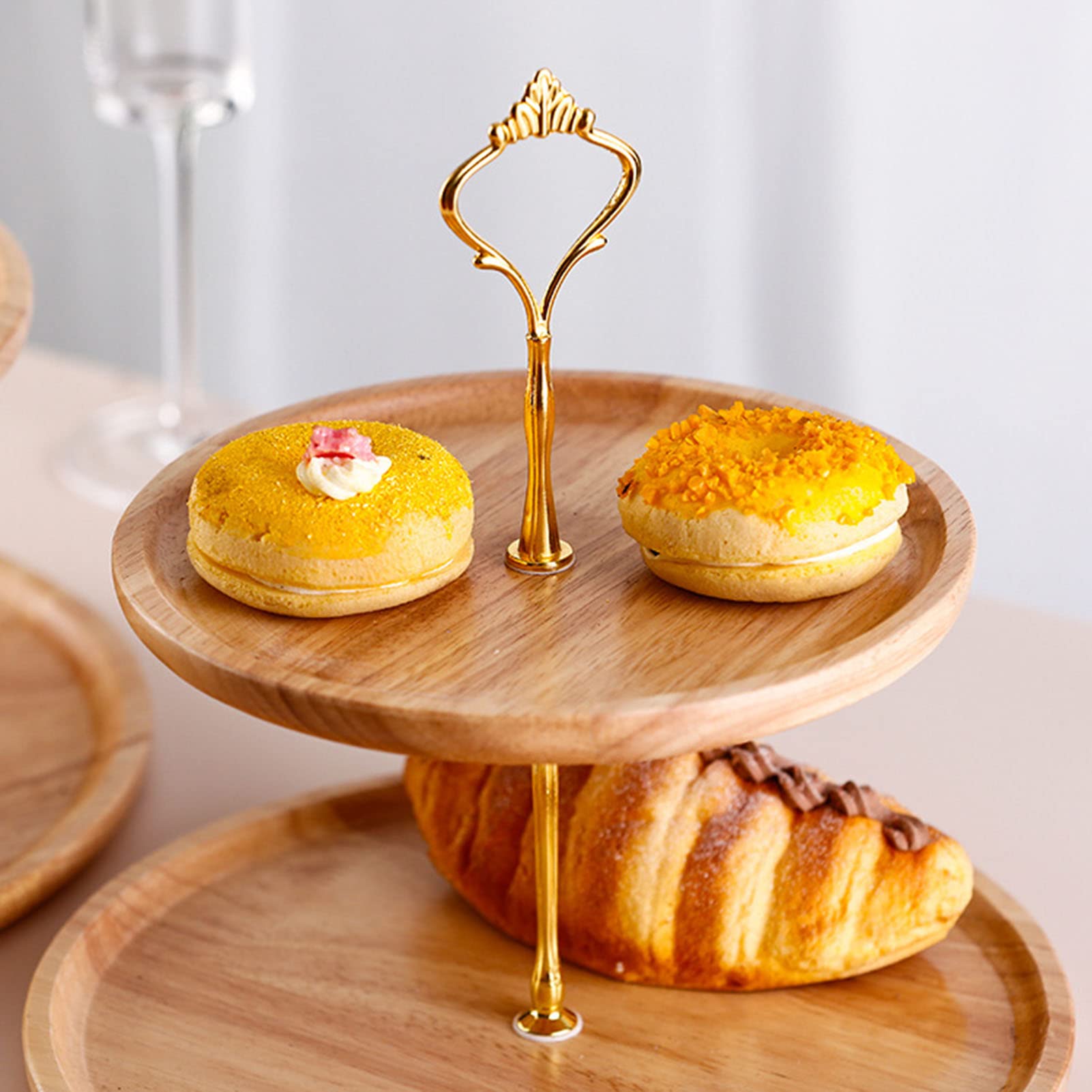 Plateau à Plusieurs Niveaux en Bois, Plateau de Service à 3 Niveaux, Support à Cupcakes en Bois, Support à Fruits pour Affichage de Table de Cuisine