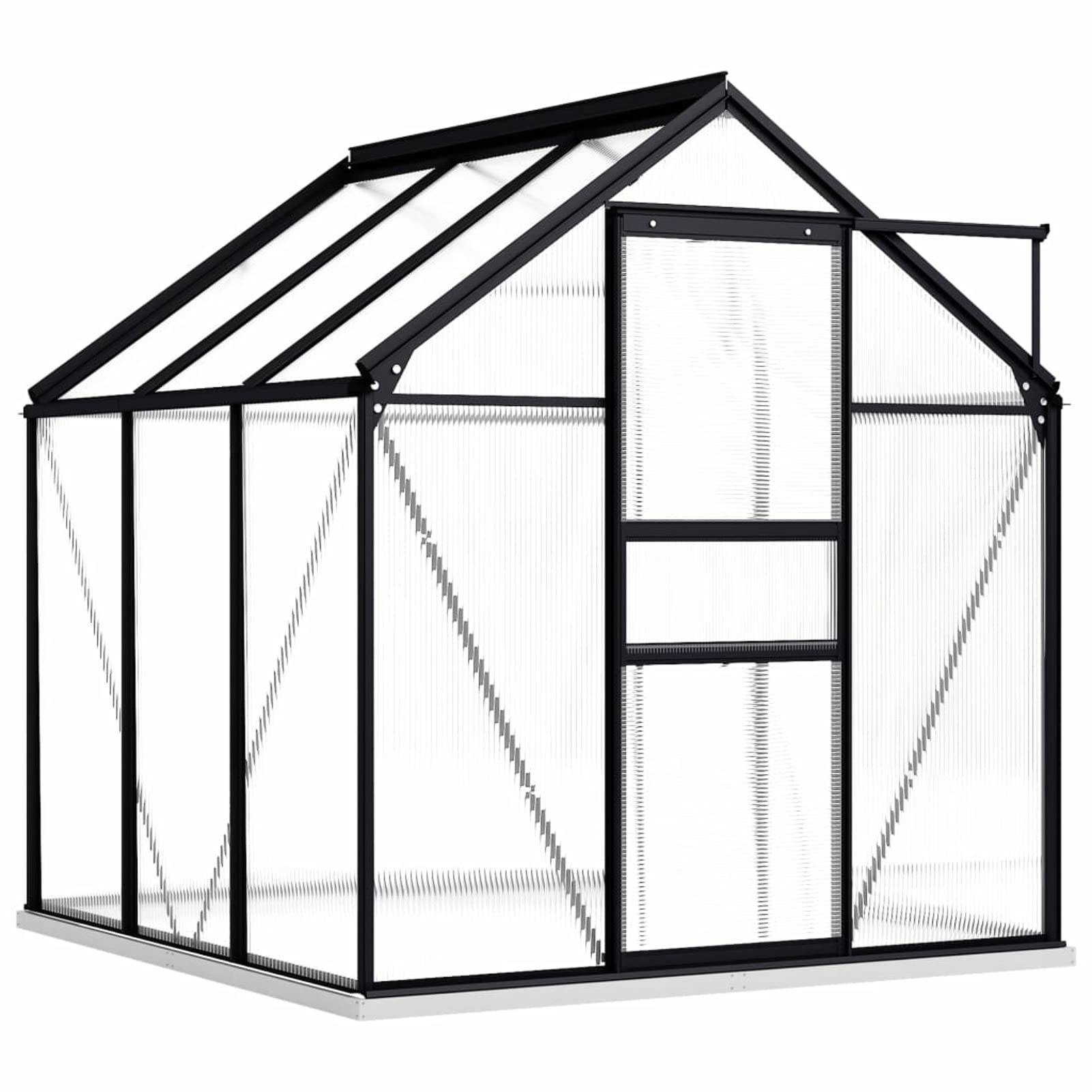 Begehbares Gewächshaus aus Polycarbonat mit Aluminium Fundamentrahmen für Garten 190x190x202cm 3,61m² Grow House mit Fundament Bodenbefestigung für Pflanzen und Gartenhaus
