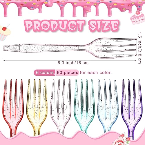 Vista 21 de Tioncy 360 tenedores de plástico desechables arcoíris a granel coloridos cubiertos desechables de plástico neón para fiesta de Acción de Gracias