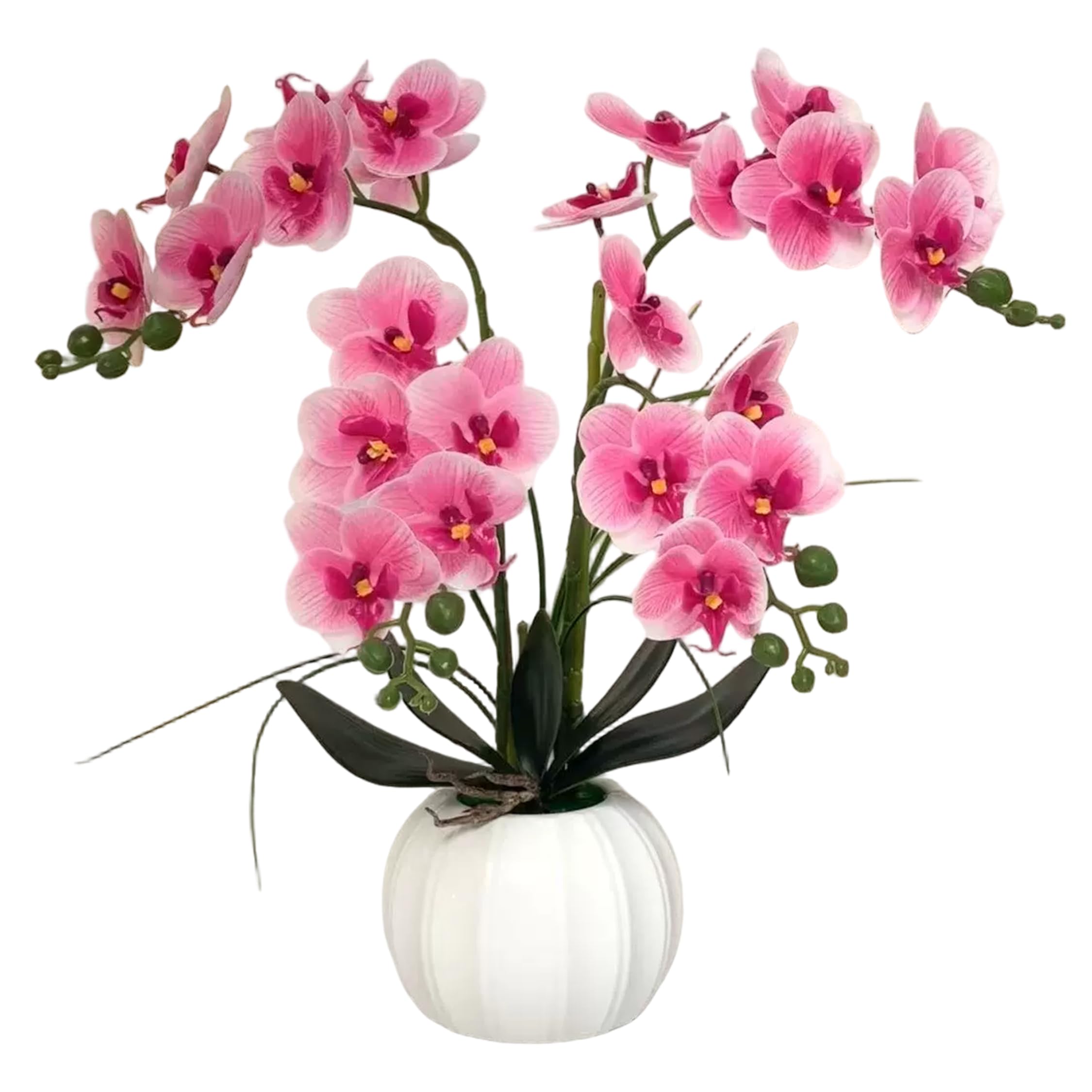 Gemuseeee Artificial Orchids 24 Blooms Artificial Orchid In Pot Faux Flowers That Look Real Faux Plants for Indoors