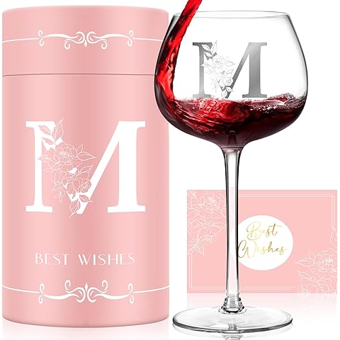 Personalized Gifts for Women, Monogrammed A-Z Wine Glass Customized Gifts, Unique B...