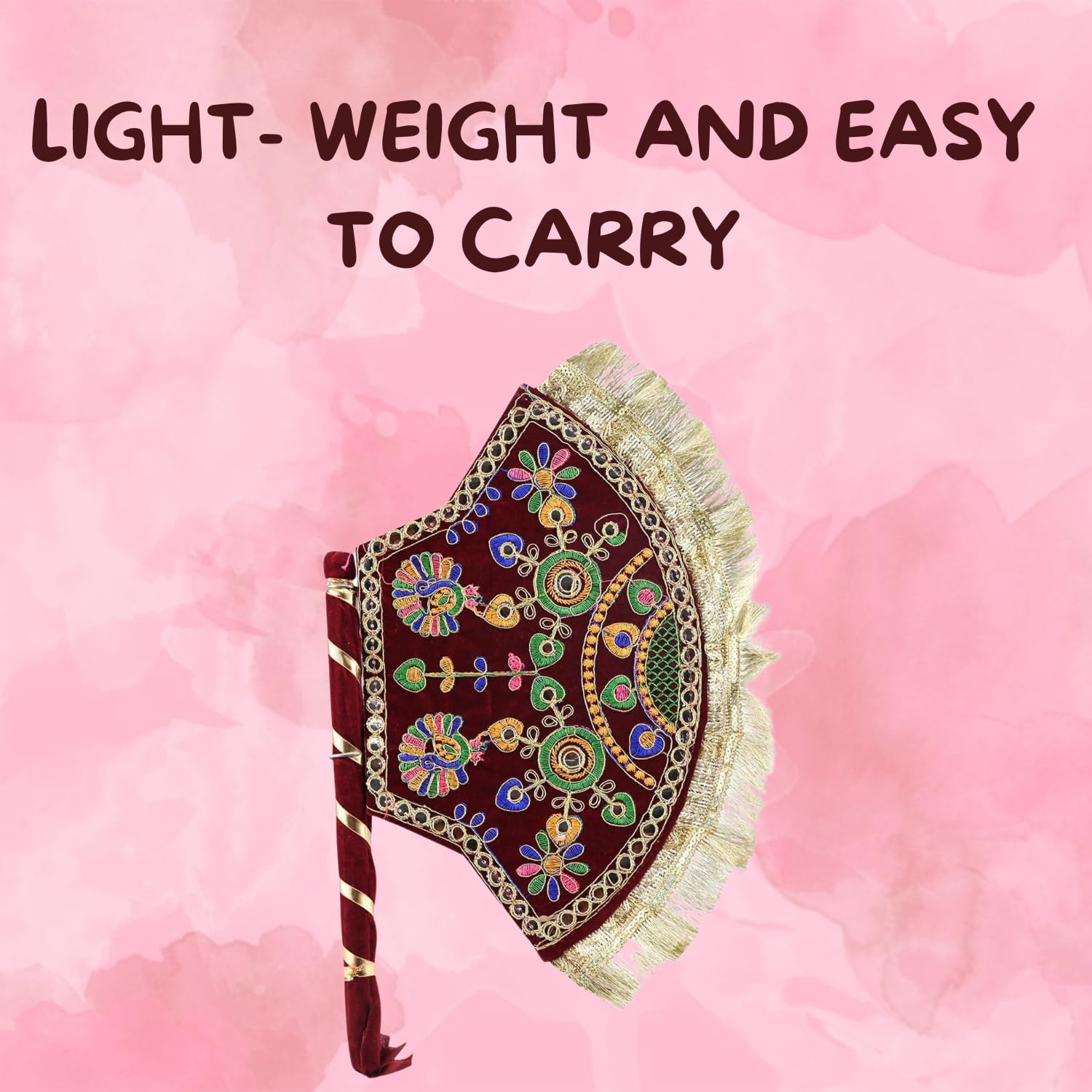 Sgr Handicrafts Decorative Handmade Wedding Fan | Traditional Shadi Ka Pankha (Pankhi Vinjano) | Ethnic Hand Fan for Marriage Ceremonies, Festive Occasions & Gifting | Pack of 1 2