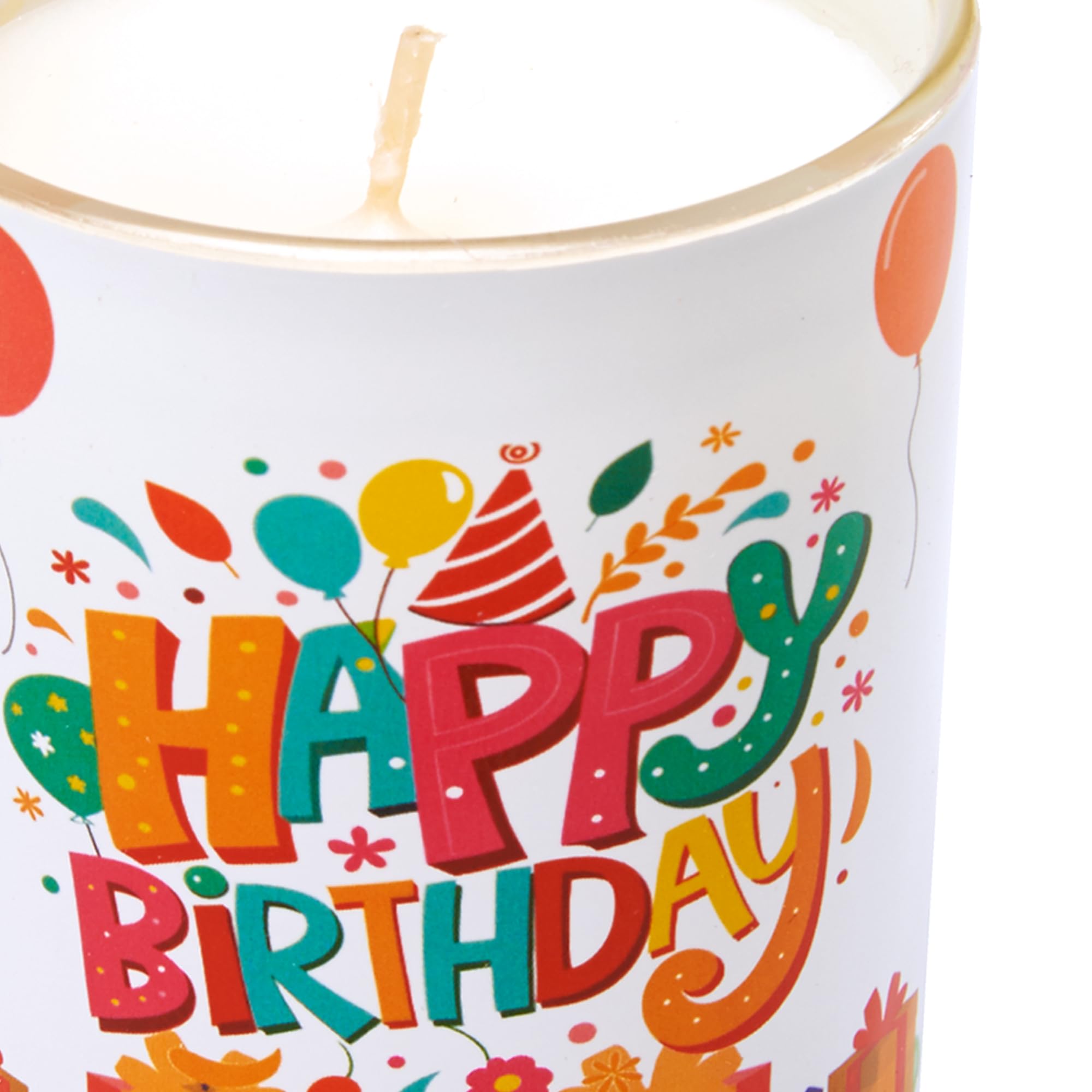 Candelo Set 4 Candele Compleanno In Vetro Happy Birthday - 8x7 Cm, 30 Ore Di Durata, Inodore E Antivento - 2