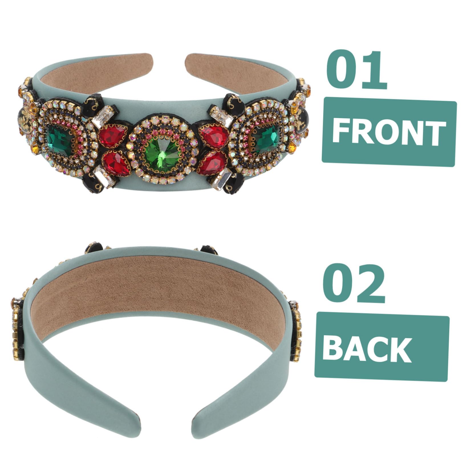 FRCOLOR 3 Piezas de Diadema Brillante para Fiesta Individual Diadema Ancha con de Imitación Accesorio para El Cabello para Mujer