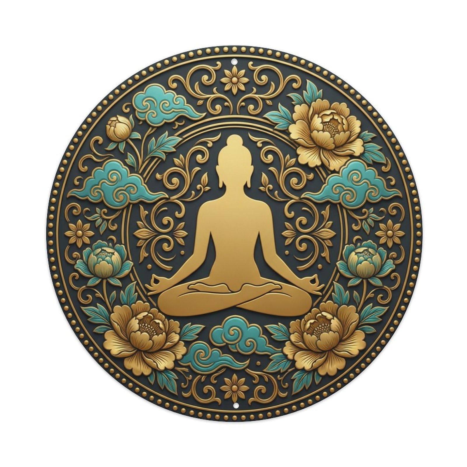 Fyrn Style Metal Tin Sign Vintage Namaste Half Pose Tranquil Flower Zen Yoga