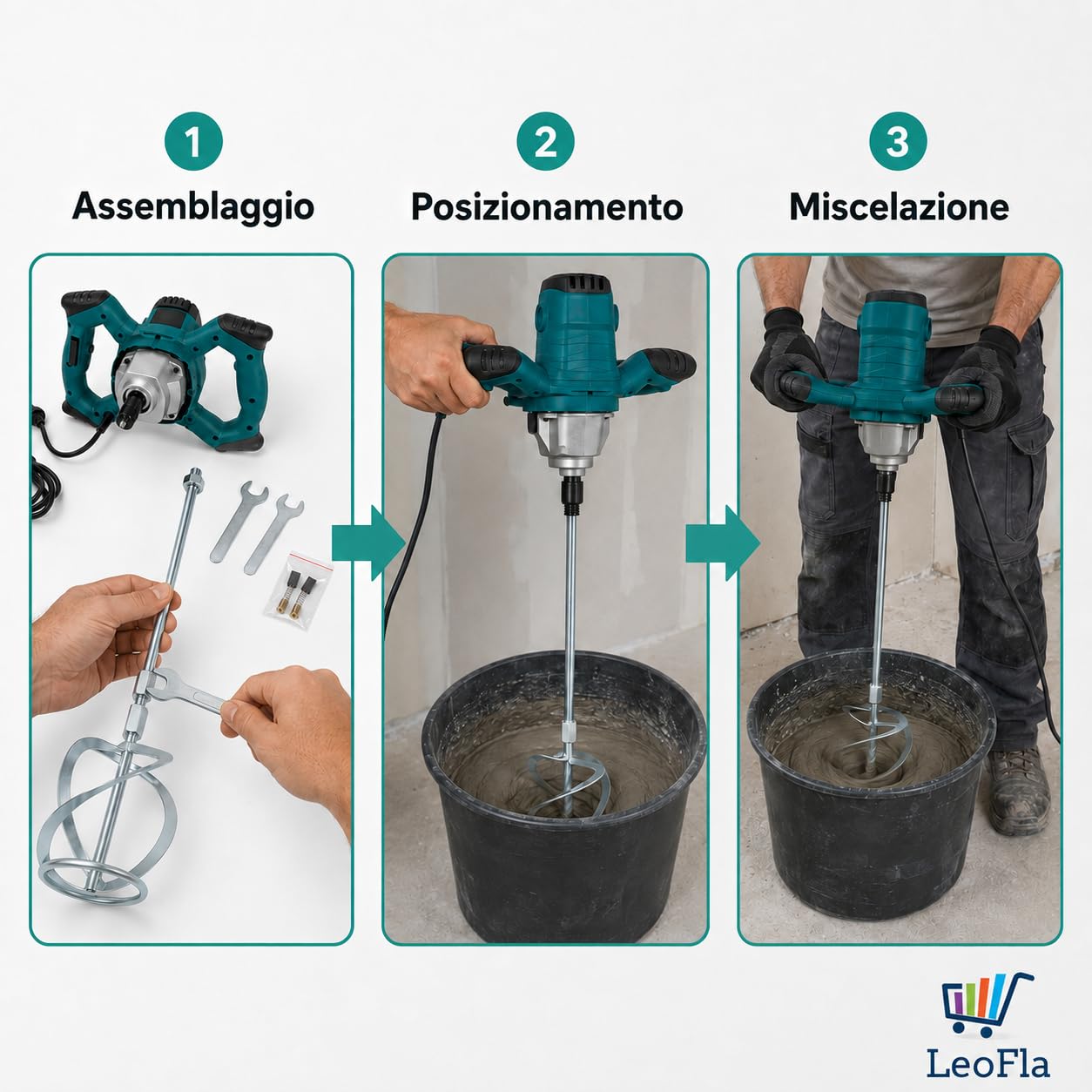 Miscelatore Elettrico 2200W Max - Malta, Colla e Intonaco