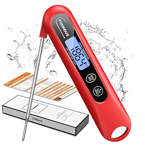 Miniatura 8 de Termómetro digital de carne – Termómetro de comida de lectura instantánea 2S con luz de fondo, sonda plegable para pavo, barbacoa, parrilla, Negro