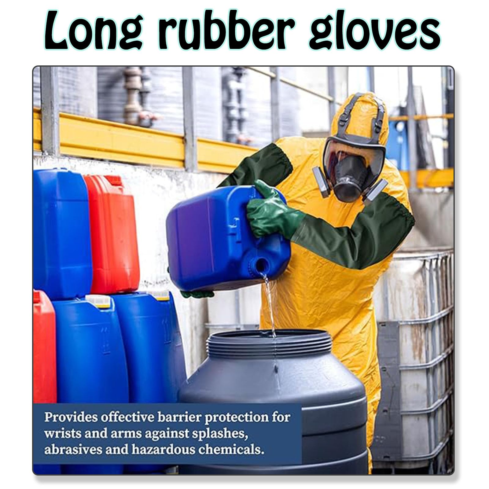 XcnPer Long Rubber Gloves, Pond Gloves, Long Arm Waterproof Gloves, Chemical Resistant, 70cm/27.5in - Image 4