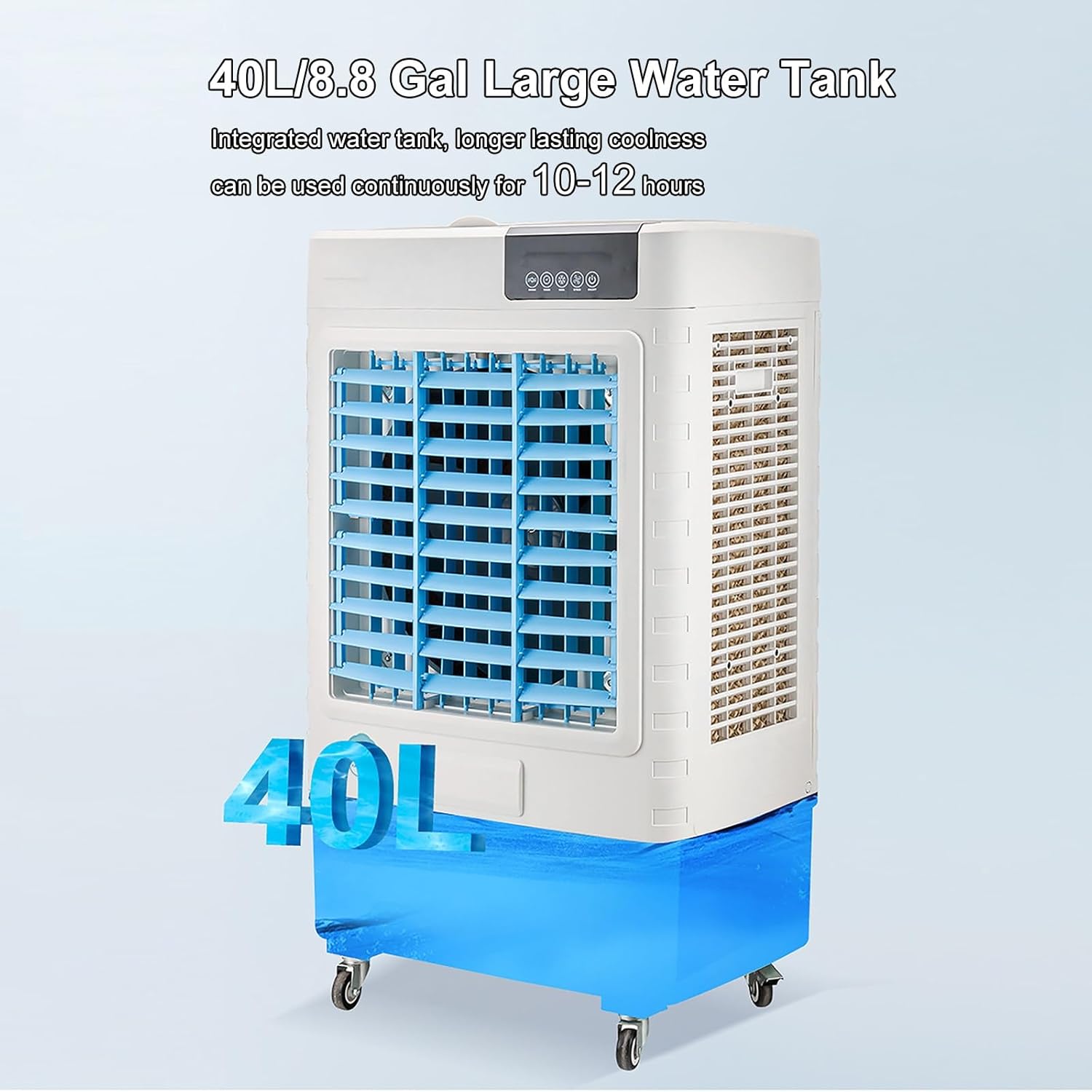 Evaporative Air Cooler with Mobile 120° Oscillation, 8-Gal Water Tank, 3 Speeds, Ideal for Commercial and Residential Use