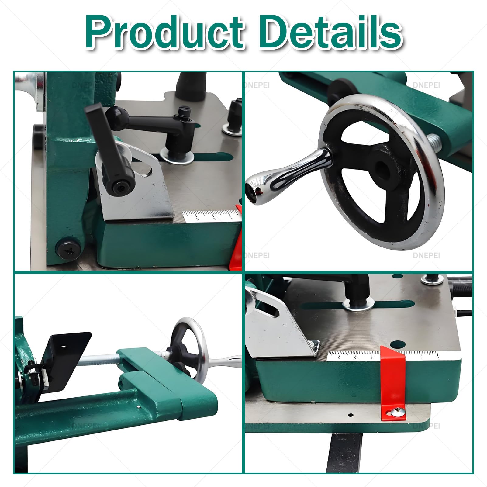 Máquina de espigar resistente, herramienta versátil para sierras de mesa, perforación de precisión y corte en ángulo, soporta cargas de trabajo intensas