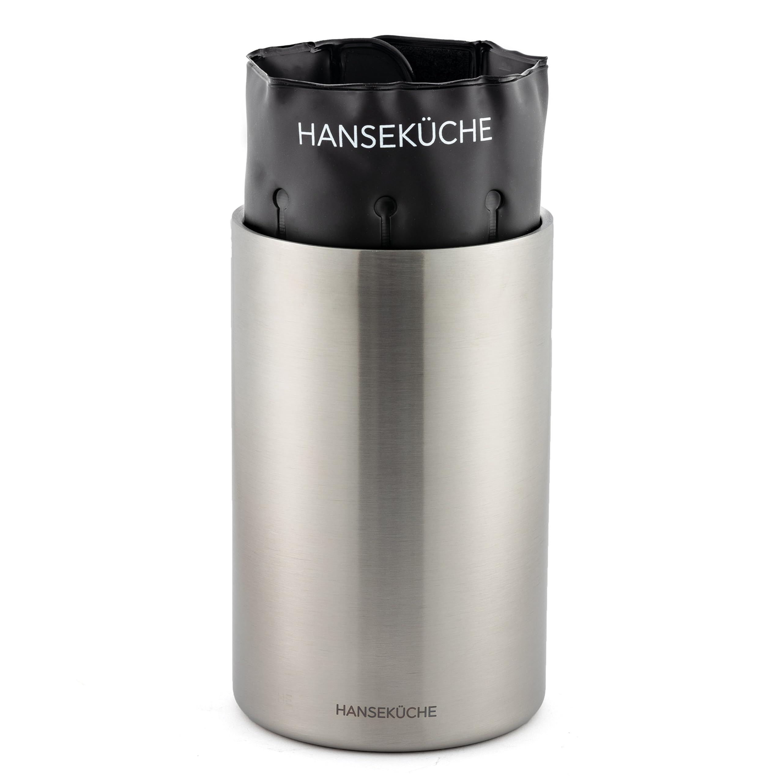 Hanseküche Refroidisseur de vin : en acier inoxydable à double paroi avec refroidissement actif et manchons de refroidissement - Refroidisseur de bouteille de vin, seau à champagne