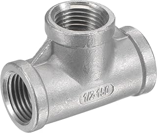 sourcing map Pipe Fitting Tee 1/2 NPT Female Thread Hose Connector Adapter, 304 Stainless Steel
