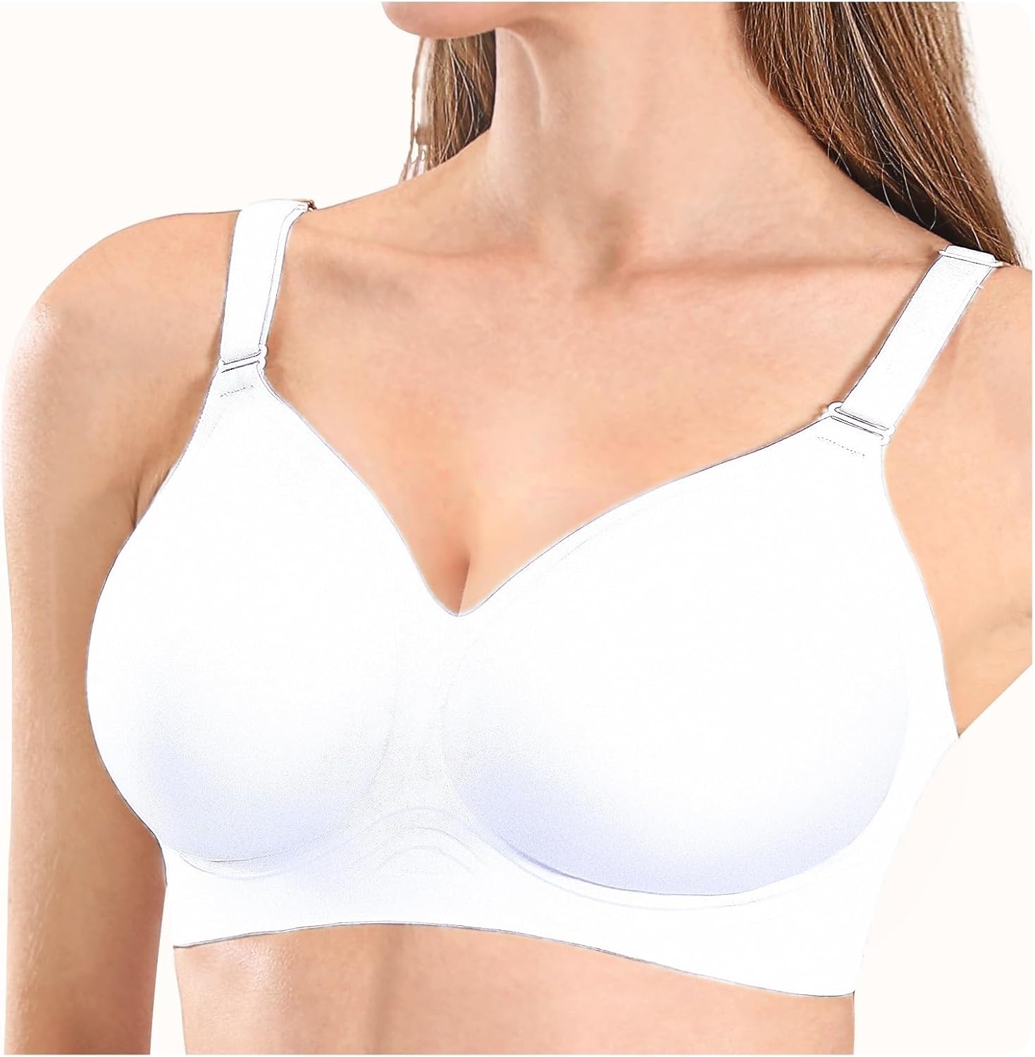 Zuanshine Jelly Bras for Women Comfortable Seamless Full-Coverage Wireless Bra, Jelly Wireless Push up Bra Womens Deep V Bras