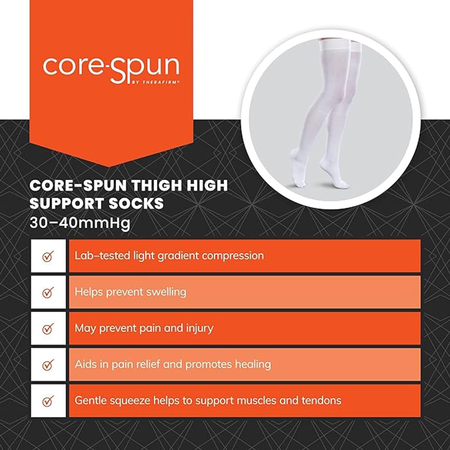 15-20mmHg Mild Graduated Compression Support Thigh High Socks (White, 3X-Large Long)