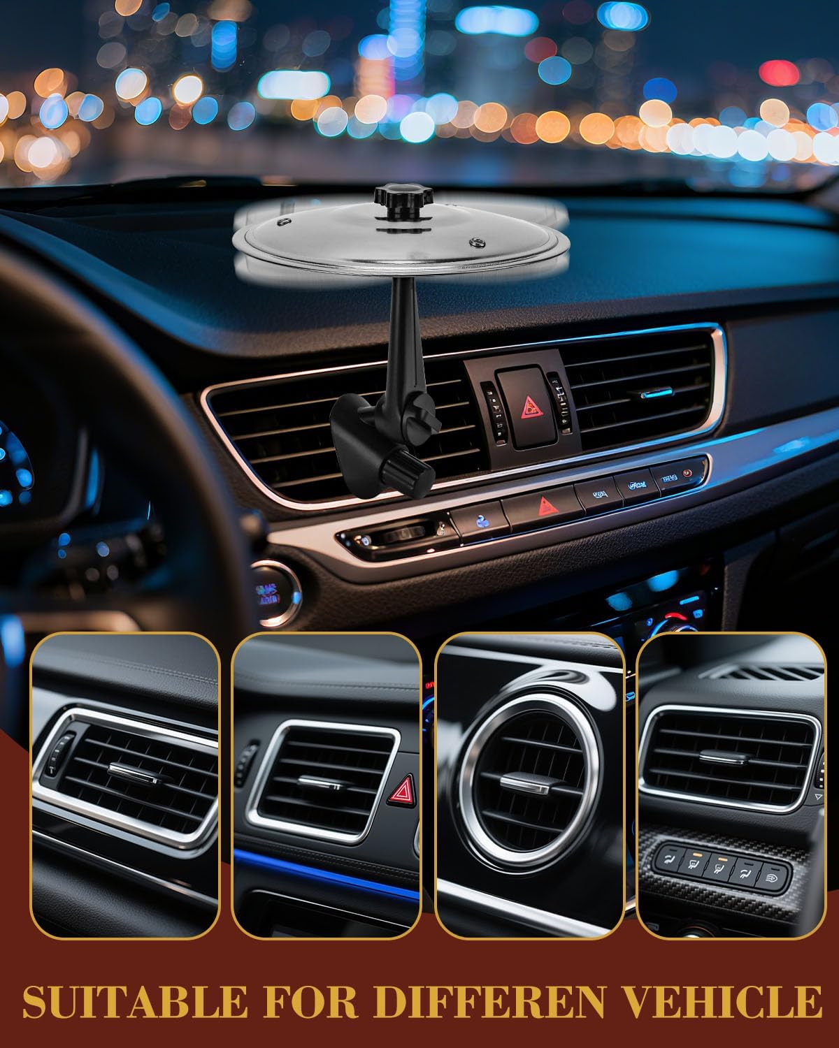 Car Cymbal Drum Air Vent, Mini Metal Drum Crash Cymbal for Car Dashboard, Funny Car Musical Instruments Accessories for Drummer Music Lovers Gift, Silver image 4