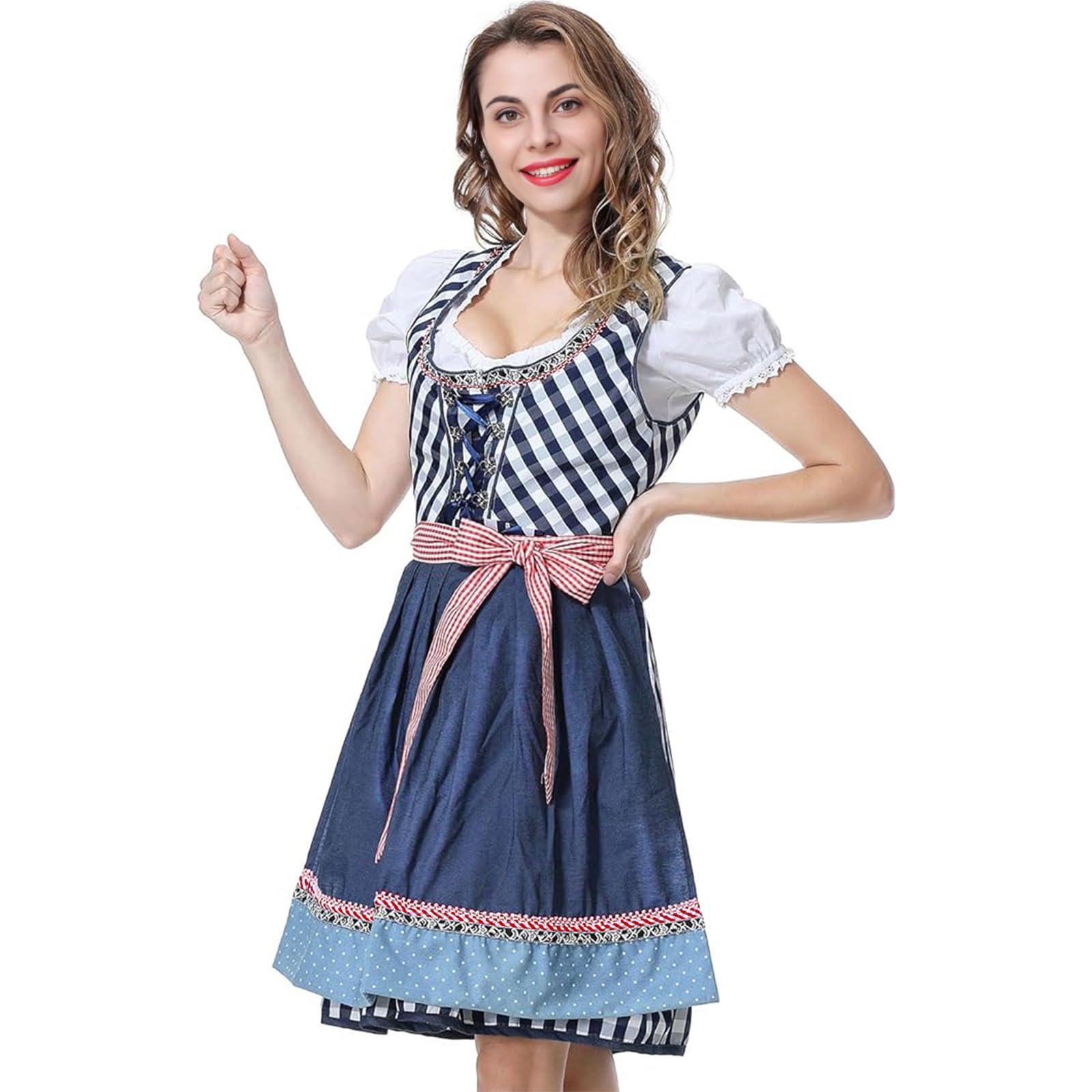 Vestito da Oktoberfest Dirndl da donna, 3 pezzi, abito tradizionale Dirndl, vestito tradizionale tradizionale Dirndl + camicetta Dirndl + grembiule costume tradizionale Dirndl & Dirndl Set per donne e