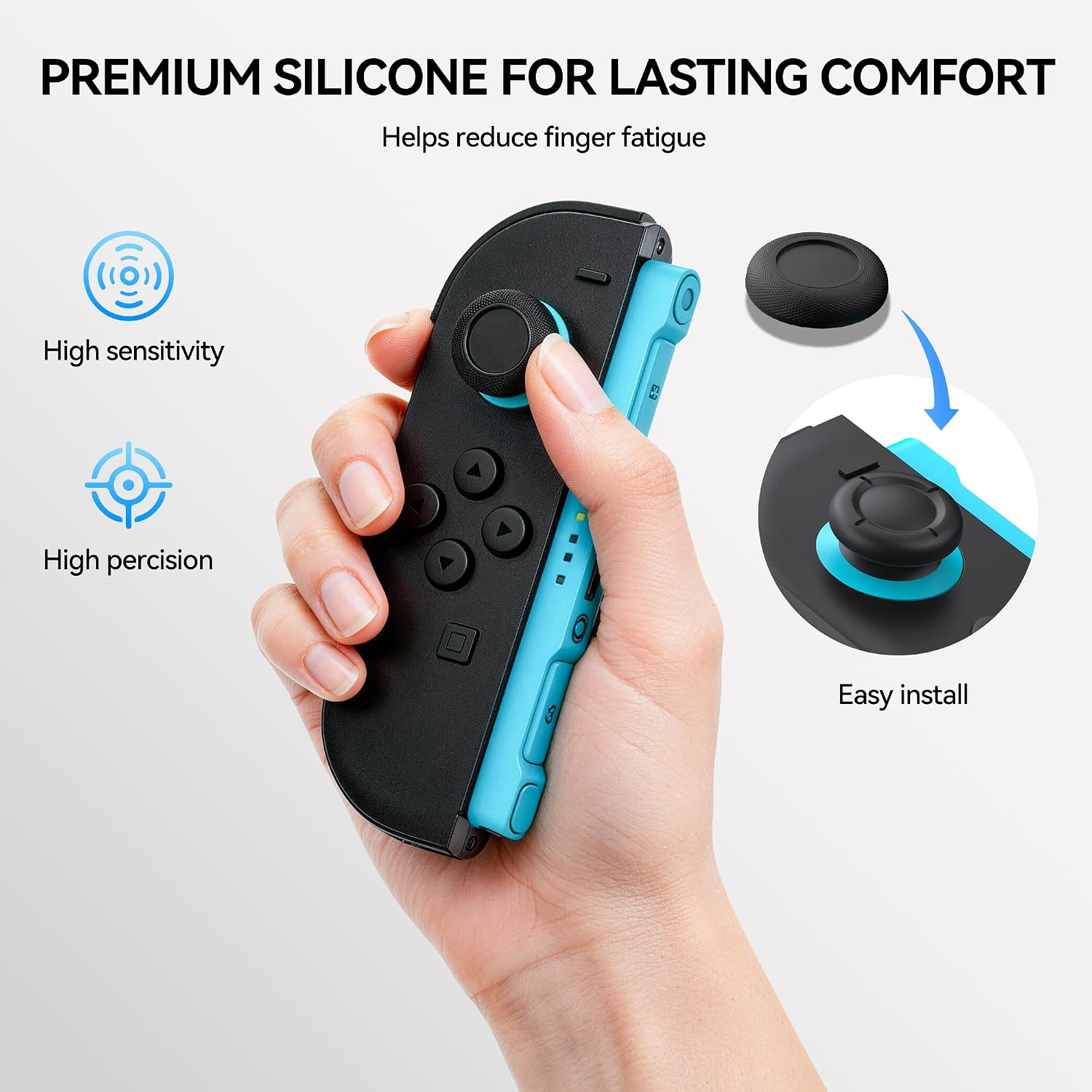 NEWDERY Thumb Grips for Nintendo Switch 2/Pro Controller,Joystick Caps for Joycon 2, Anti-Slip Silicone, Ergonomic Button Covers for Enhanced Precision, Comfort & Protection, Durable Stick Grips 6 71zXqft2EML. AC SL1500