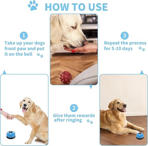 Miniatura 6 de Paquete de 3 timbres para perros, campanas de entrenamiento de mascotas para salir al aire libre, dispositivo de comunicación y entrenamiento para