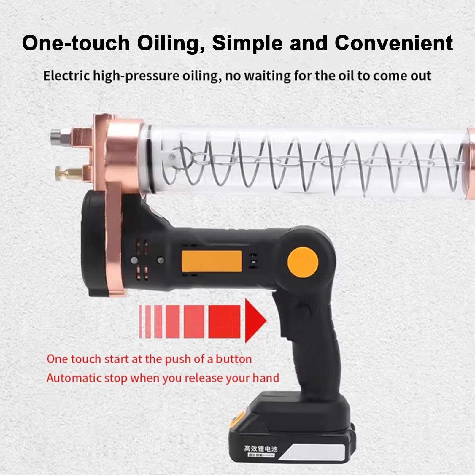 QUTBAG Pistola engrasadora eléctrica, Kit de Pistola engrasadora a batería con 2 baterías y Cargador, Herramienta de lubricación Manual de Capacidad de 600 CC con Manguera Flexible y acoplador Zipper