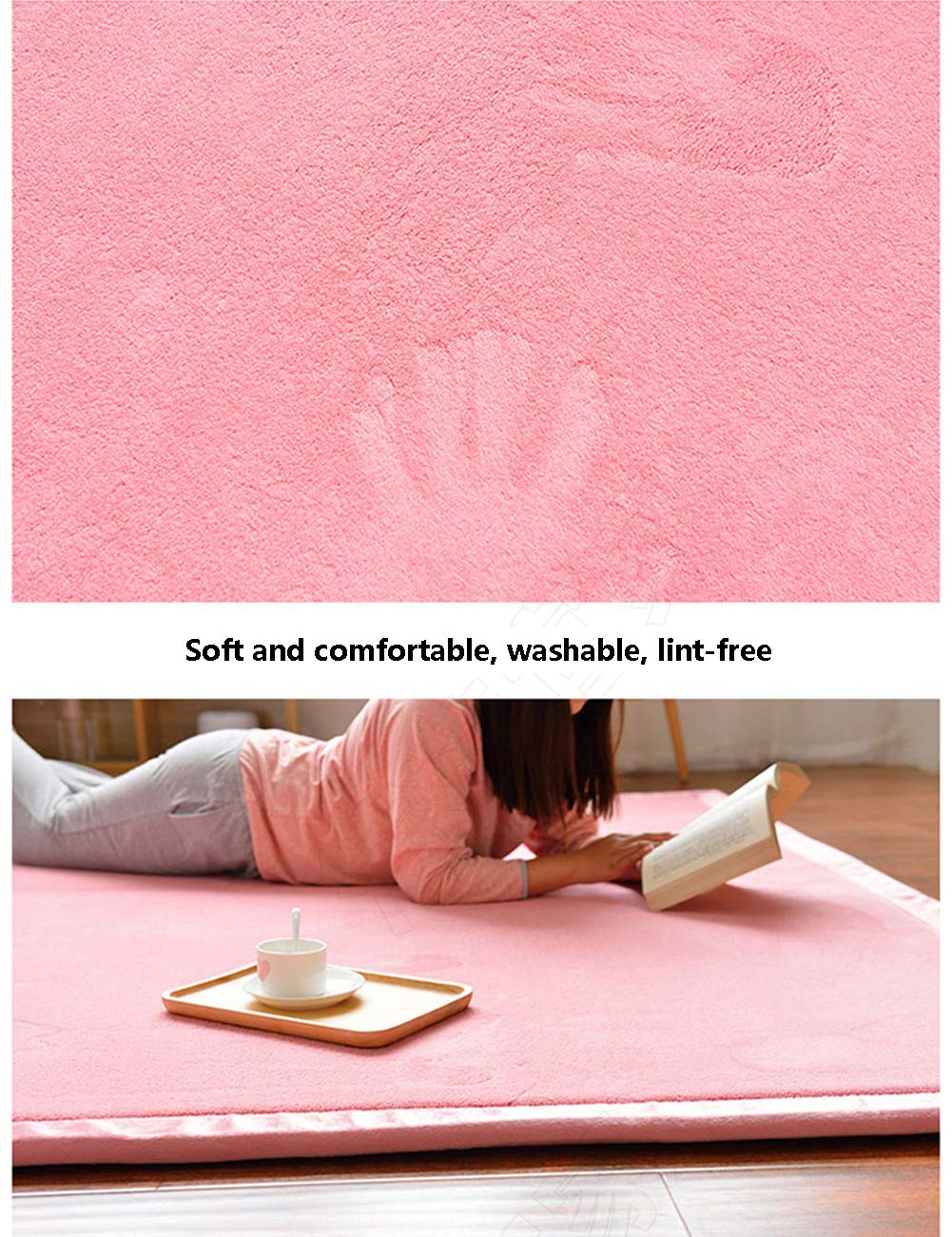 Vloerkleed Kinderkamer, Speelkleed Kruipmat Baby Kinderen Kleed 2cm, Groot Speelmat Antislip, Speeltapijt Opvouwbaar, Roos, 150 x 200cm