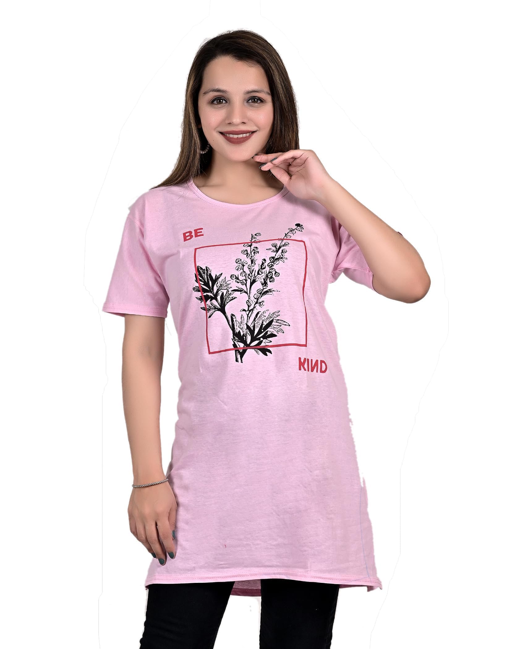aniron Women Cotton Printed Long Pocket T-Shirt-picture-14