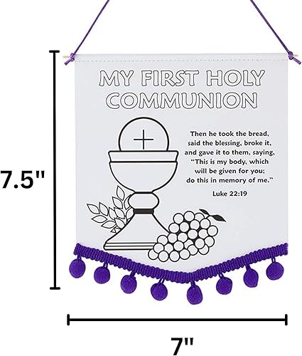 Miniatura 3 de Kit de pancarta de primera comunión, colorea tu propia artesanía para niñas o niños, suministros incluidos, 7 x 7.5 pulgadas