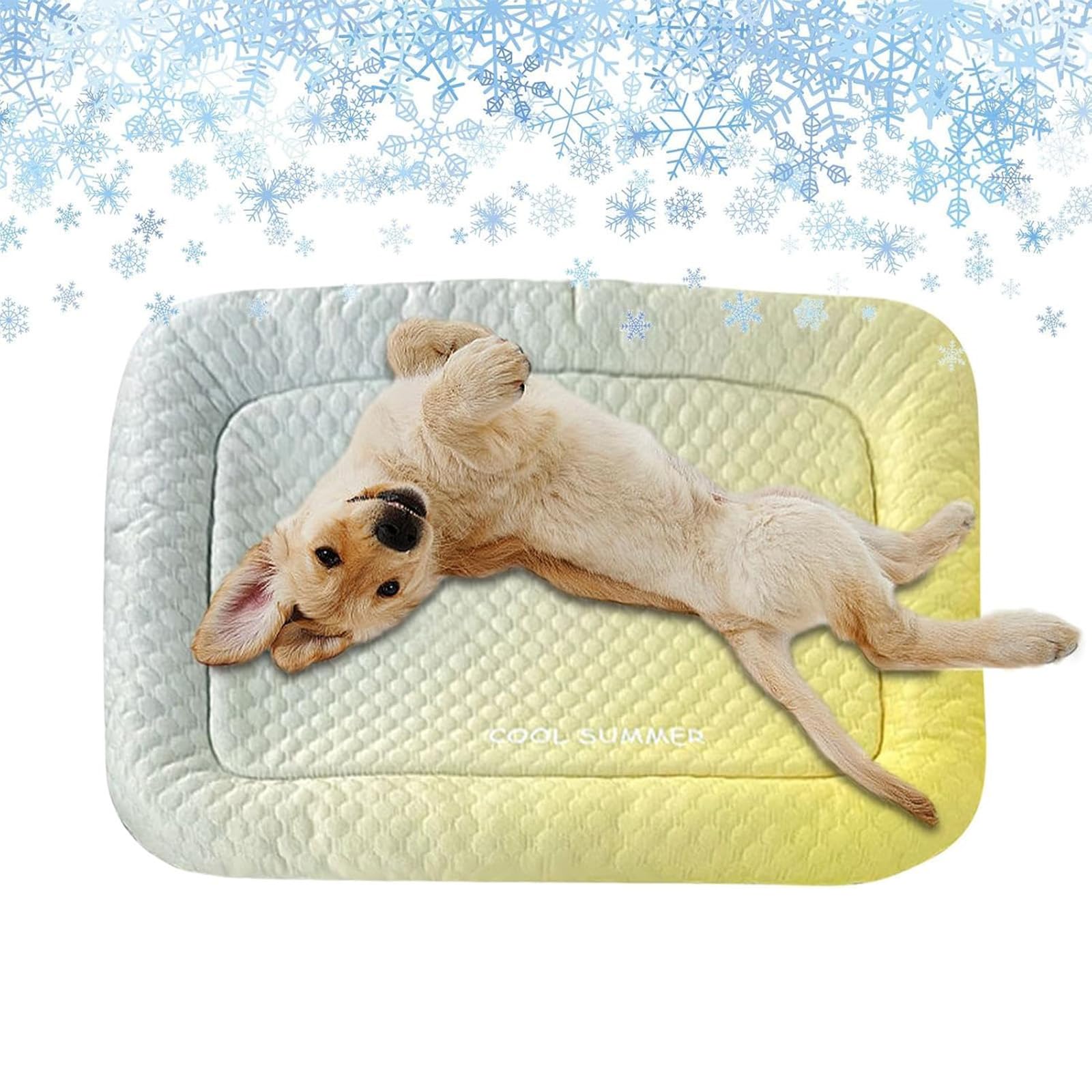 Pealeaf Cooling Gel Mat for Pets Summer Heat Relief Pad, Summer Pet Cooling Mat - Breathable Cooling Mat for Dogs & Cats - Cooling Pad for Animals - Ice Silk Cat Bed - Cool Dog Mat (Yellow,S)