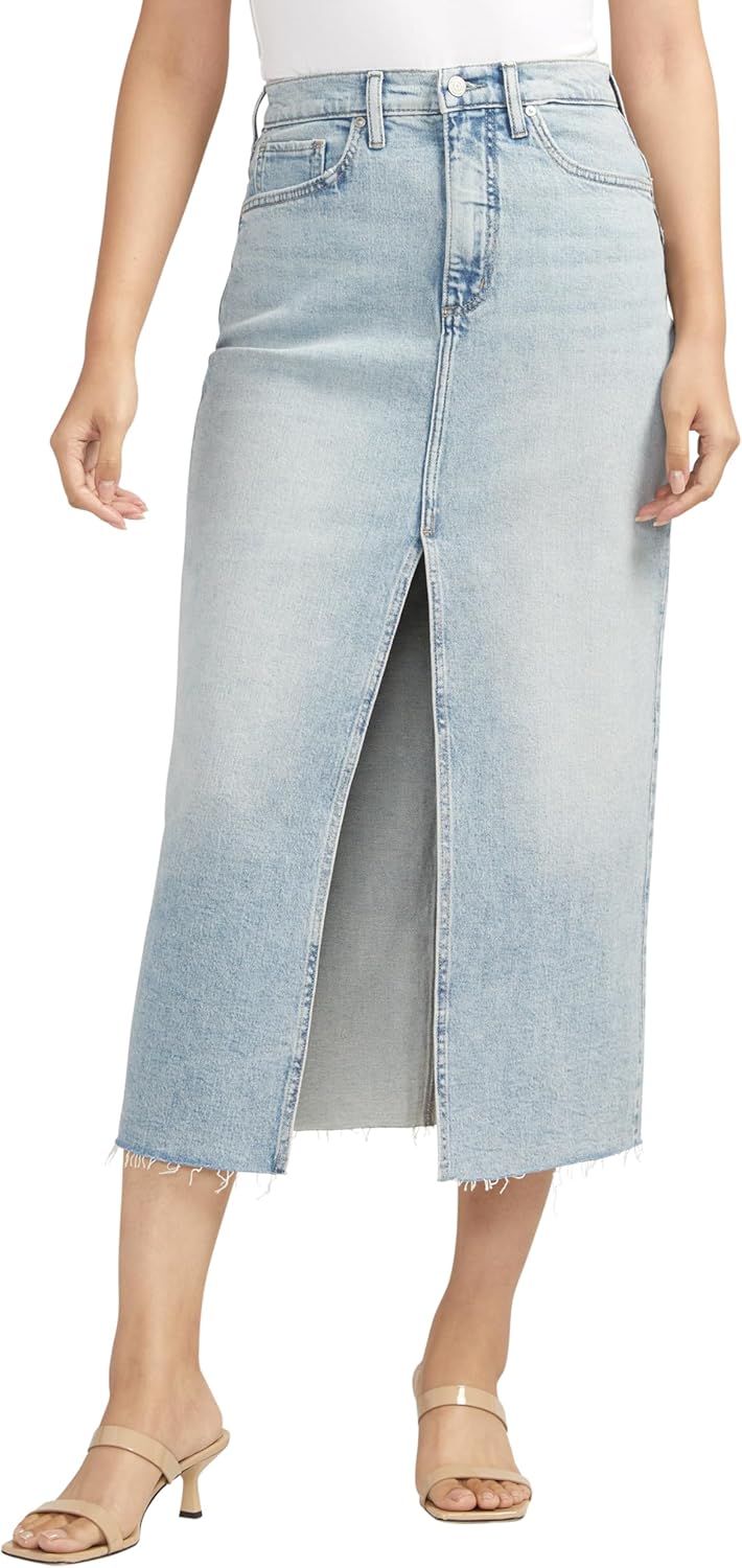 Silver Jeans Co. Women's Front-Slit Jean Skirt