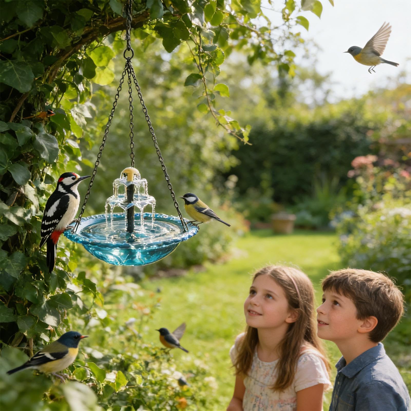 Fontaines pour bain d'oiseaux solaires pour l'extérieur | Fontaine pour bain d'oiseaux extérieure à suspendre - Fontaine solaire pour colibris - pour les observateurs d'oiseaux, balcon, porche, cour