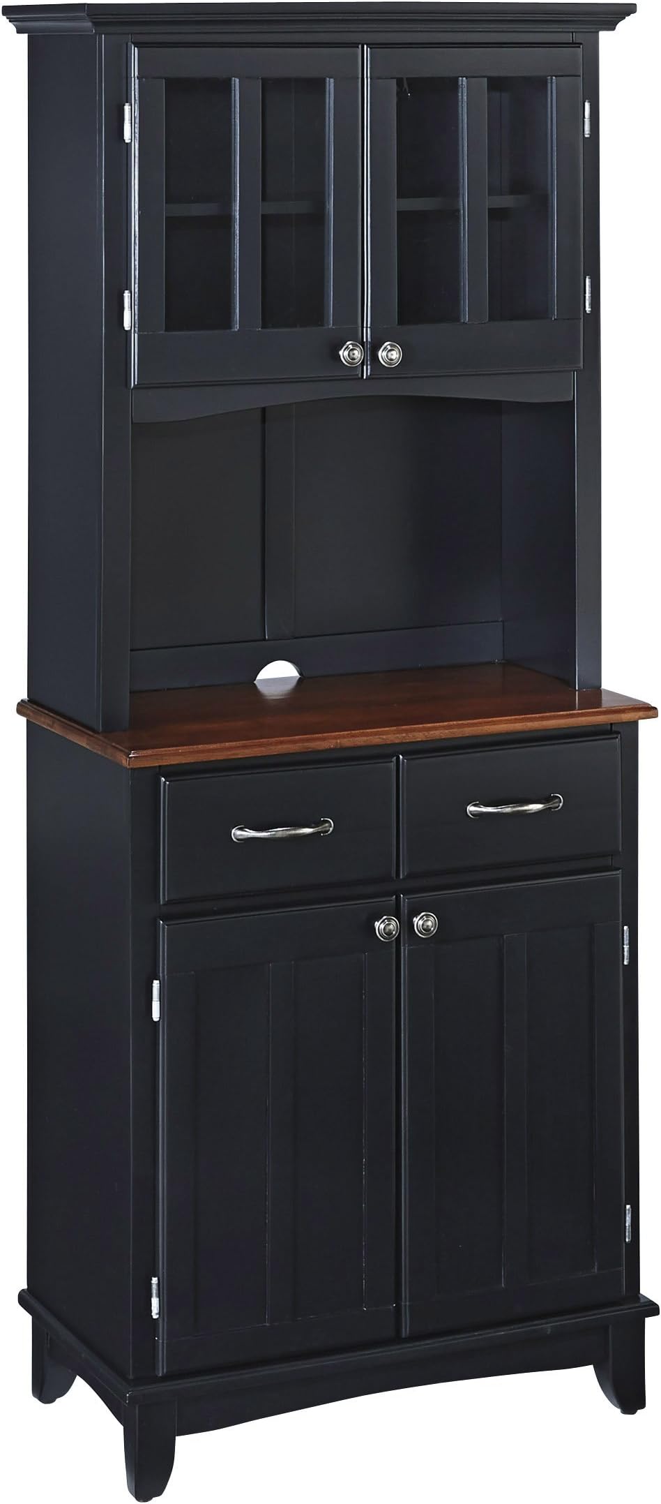 Buffet of Buffet Black with Cherry Wood Top with Hutch by Home Styles