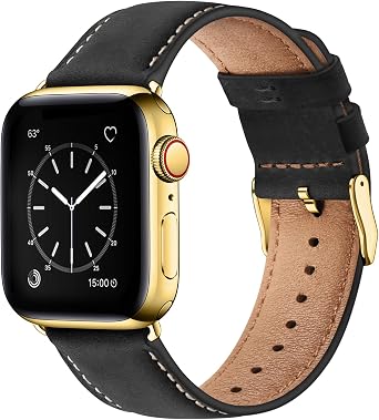 SUNFWR Leather Bands Compatible with Apple Watch Band 42mmSeries 3 2 1 44mm 45mm 46mm 49mm for Men Women, Top Grain Genuine Leather Replacement Strap for iWatch Ultra 3 2 1, SE3 2 1, Series 11 10 9 8 7 6 5 4 3 2 1