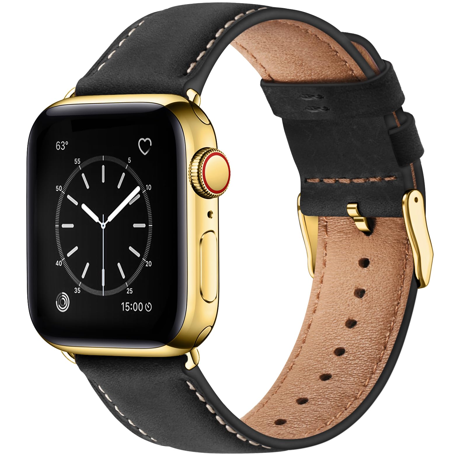 Pulseras de piel SUNFWR compatibles con la correa del Apple Watch 42 mm  (Serie 1) 44 mm 45 mm 46 mm 49 mm para hombre y mujer, correa de  repuesto