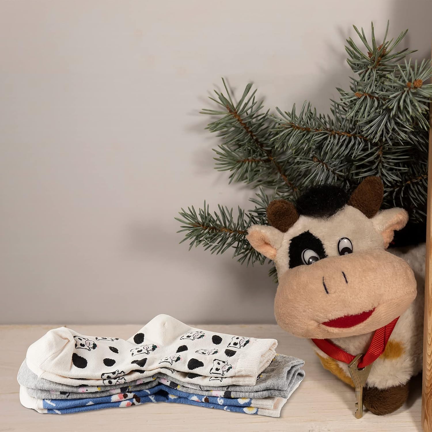 Geyoga 6 Pairs Women's Cow Socks Novelty Fuzzy Cow Print Stuff Cute Winter Warm Funny Animal Crew Socks Gifts for Women(Adorable Style) - Image 2