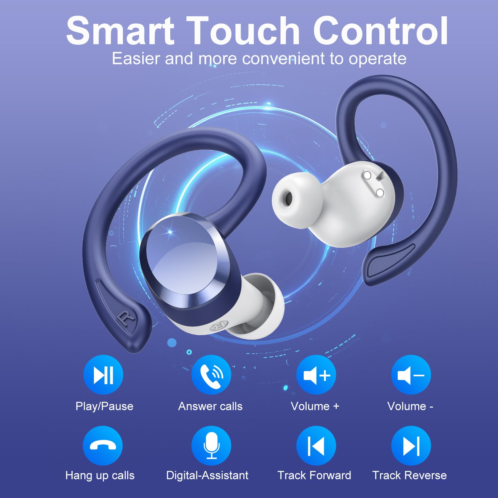 Ecouteurs Bluetooth sans Fil Sport, Headphones 5.4 HiFi Stéréo, Ecouteurs sans Fil avec ENC Mic, 54H Ecouteur Pour Courir, IP7 Étanche Écouteur, Oreillette Sans Fil, Casque Écran LED pour ios/Android