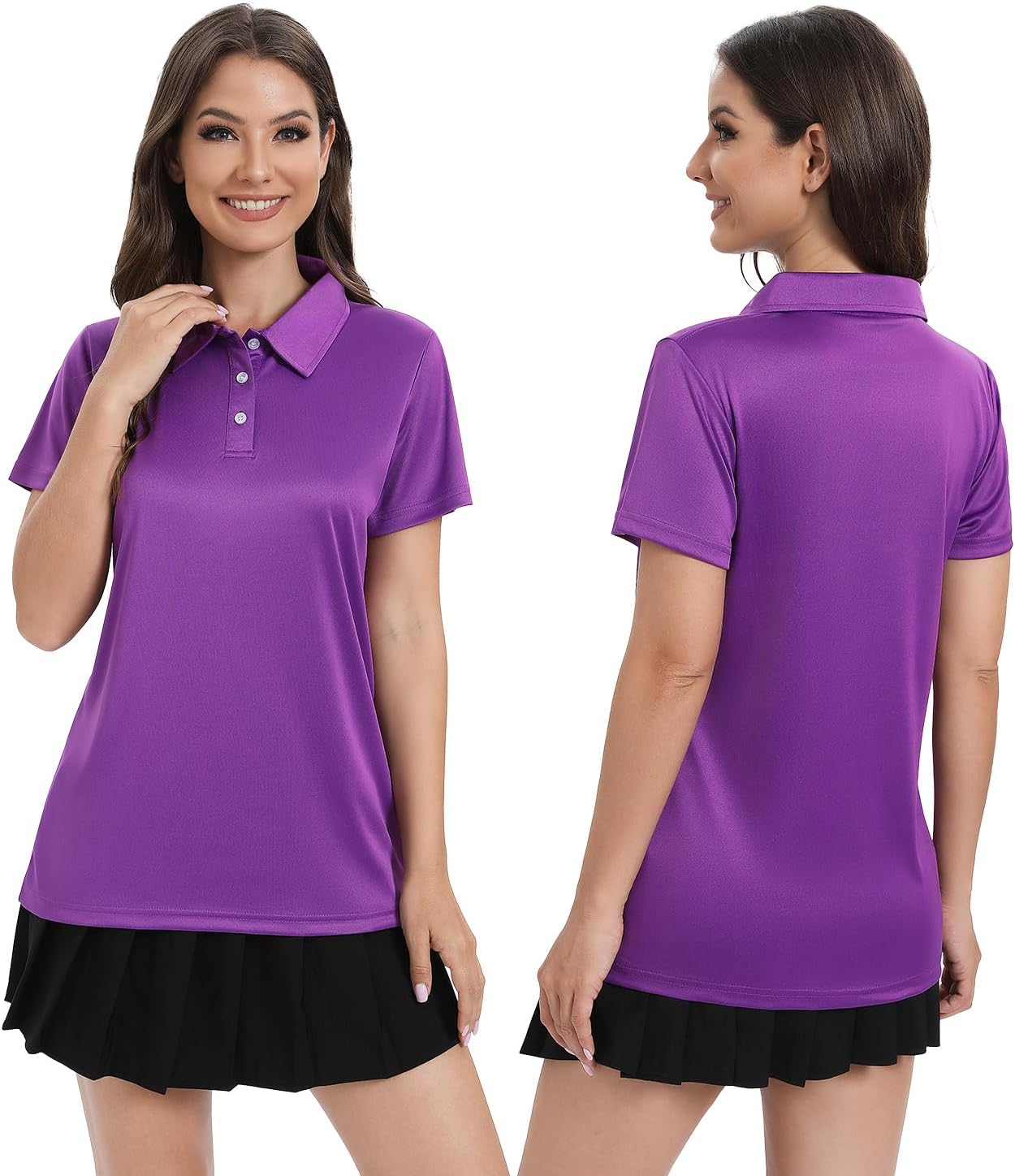 Ullnoy Women Soft Polo Shirts Short Sleeve Dry Fit Golf Shirt for Women Moisture Wicking Athletic Polo Tee Pack - Image 2