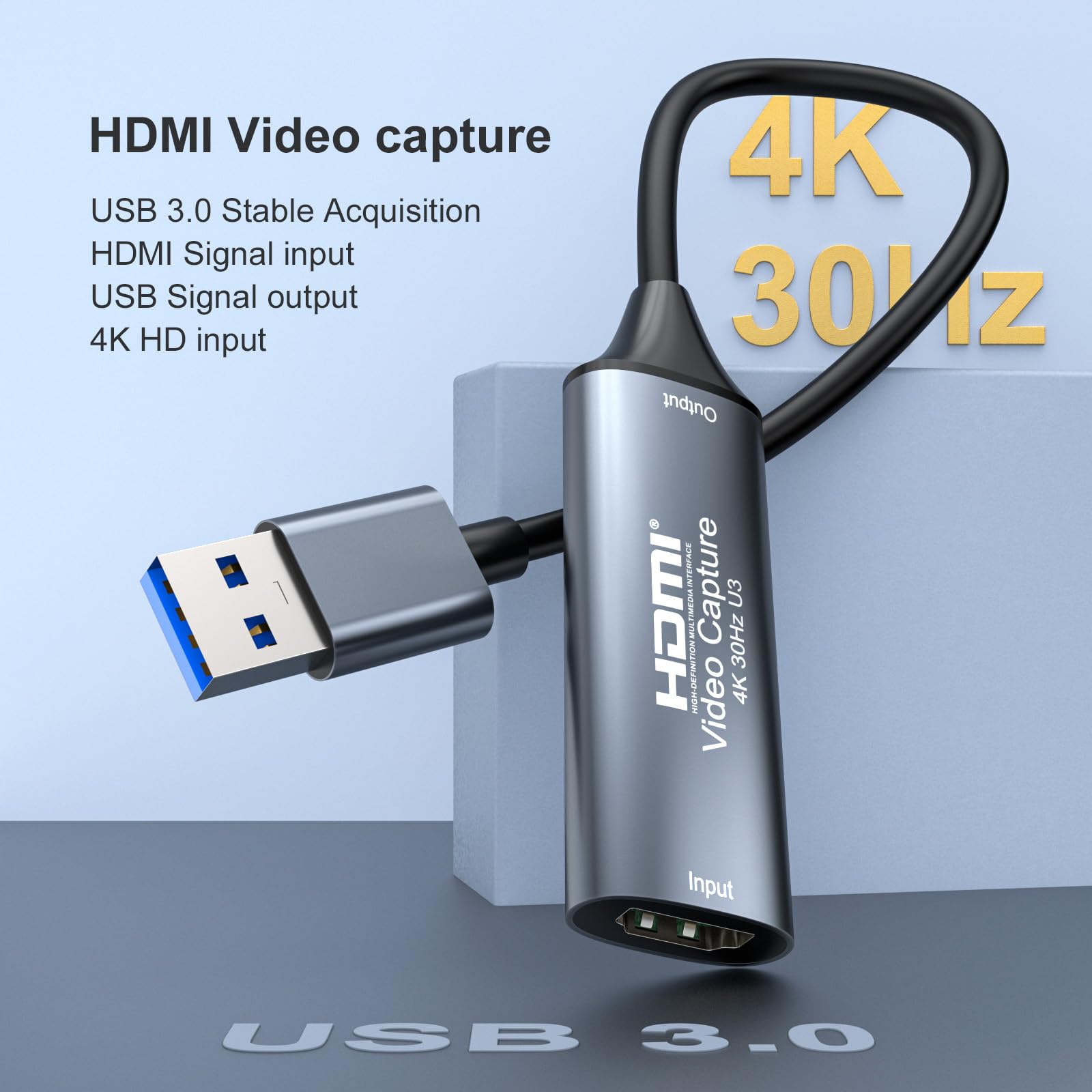SUOFEIXIANG 4K 30FPS HDMI Video Capture Card,Video Recording Card HDMI USB 3.0 for Gaming Live Streaming TV Recorder, for Windows Android Mac OS System VLC,OBS,Amcap,PS5,Switch,Xbox
