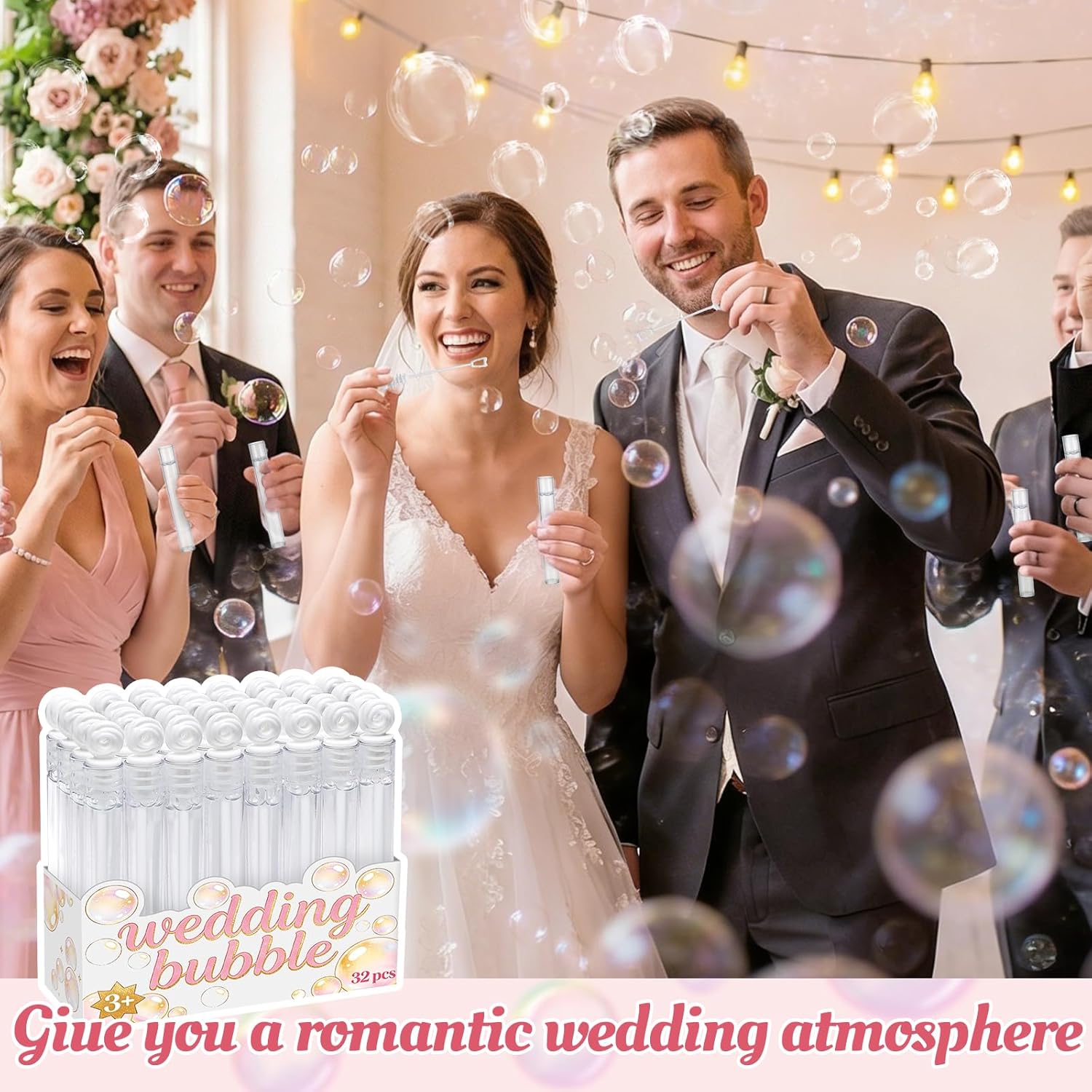 32 Pack Wedding Bubbles for Guests - Mini Bubbles Bulk with Gift Box, White Bubble Wand for Wedding Send Off, Party Favor Bubbles & Wedding Supplies for Reception, Bridal Shower, and Anniversary