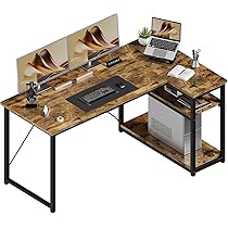 JUMMICO Scrivania Angolare a L 140 x 80 cm per Computer con Ripiani e Divisori, Compatta per Studio, Lavoro e Gaming, Ideale per Camera da Letto e Ufficio, Marrone