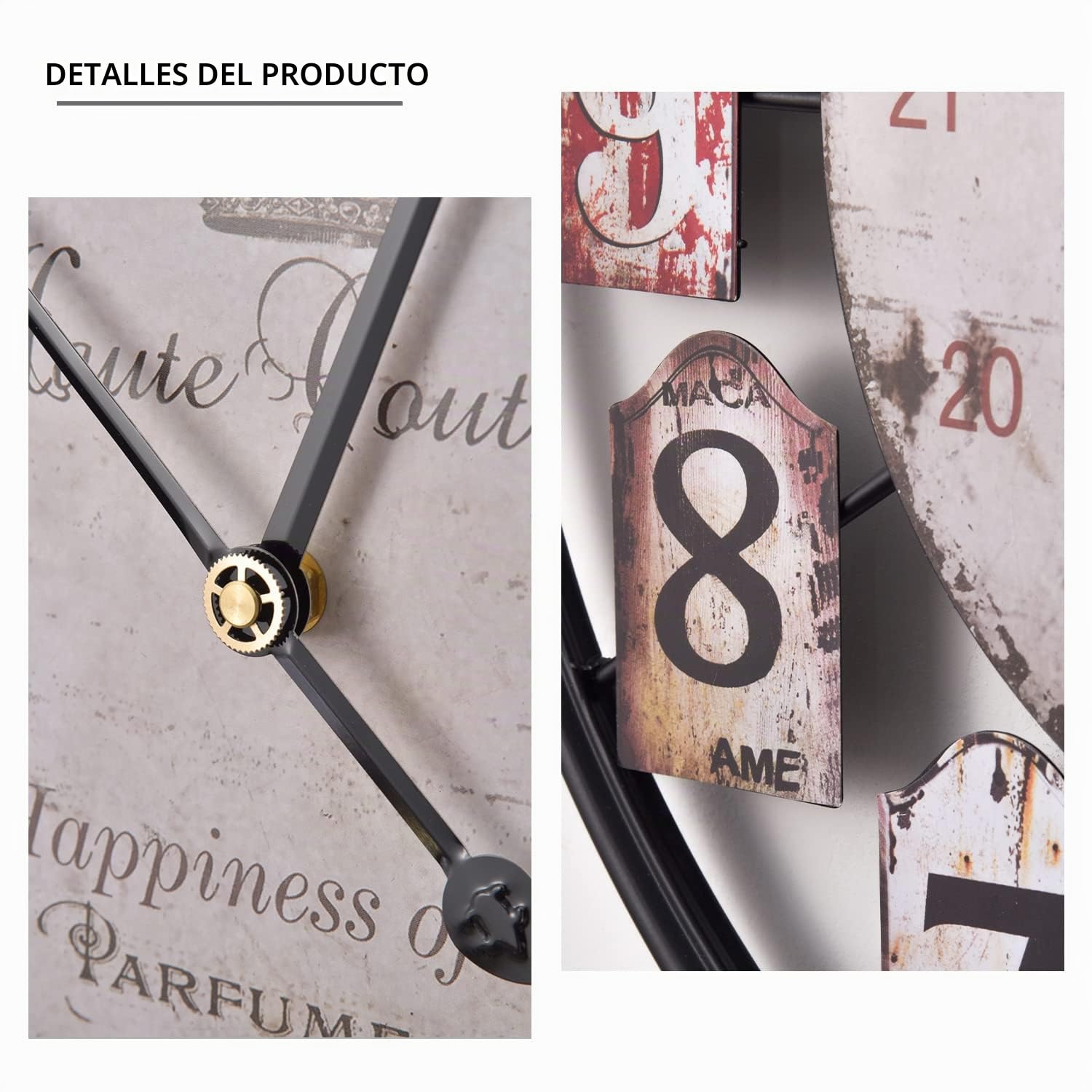 Yumyolk Reloj de Pared - Color Multicolor - Moda Reloj de Pared 60cm
