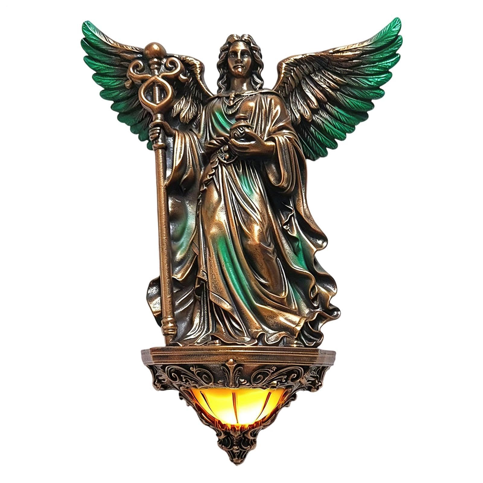 Aplique vintage de pared con figura de dios griego de resina para iluminar pasillos 8