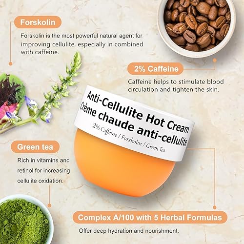 Miniatura 2 de Crema anticelulítica para glúteos y muslos, crema caliente para vagabundos con 2% de cafeína y forskolina, crema reafirmante B Flat Belly y crema