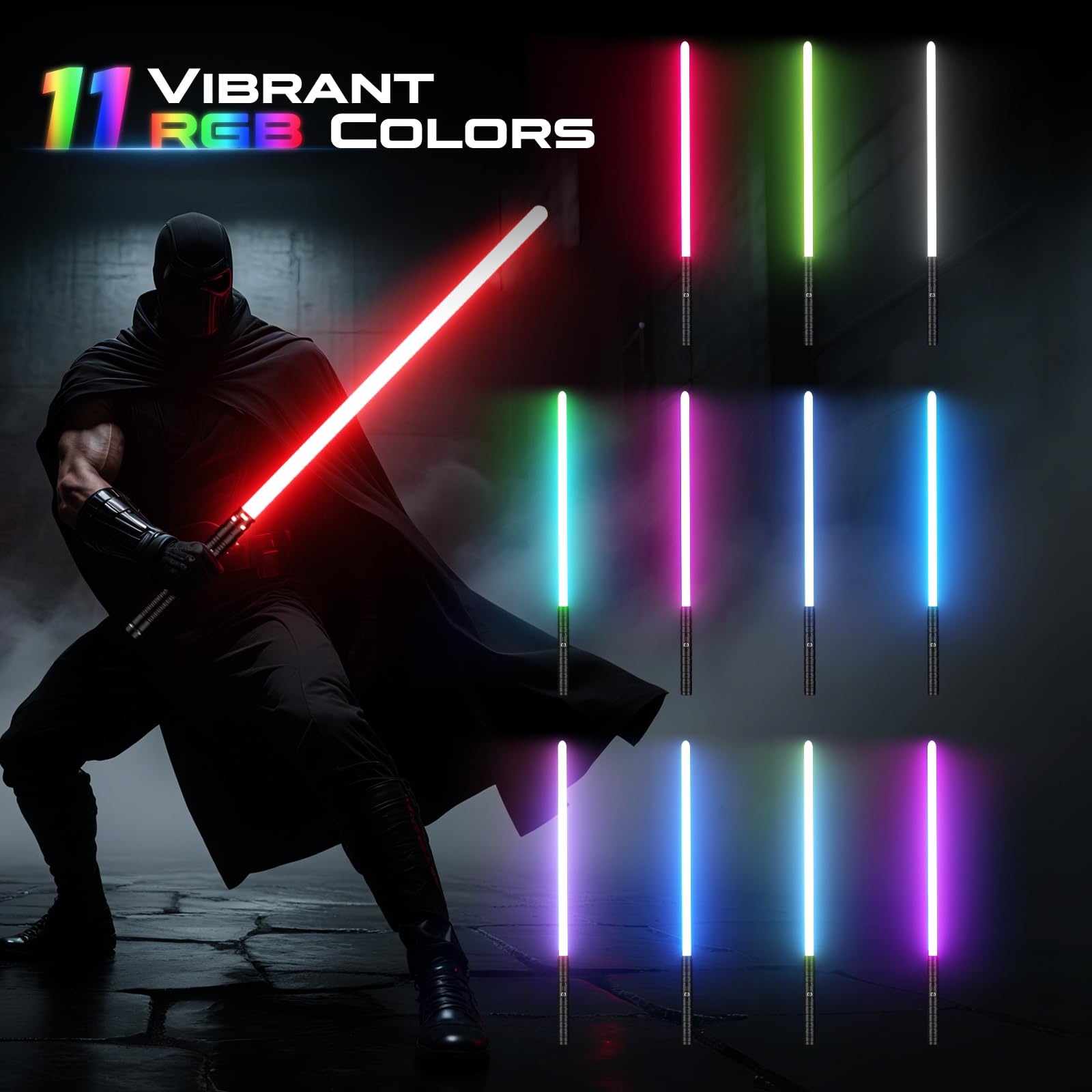 Sabre Laser Enfant RGB 11 Couleurs Rechargeable Type-C 77CM Poignée Aluminium