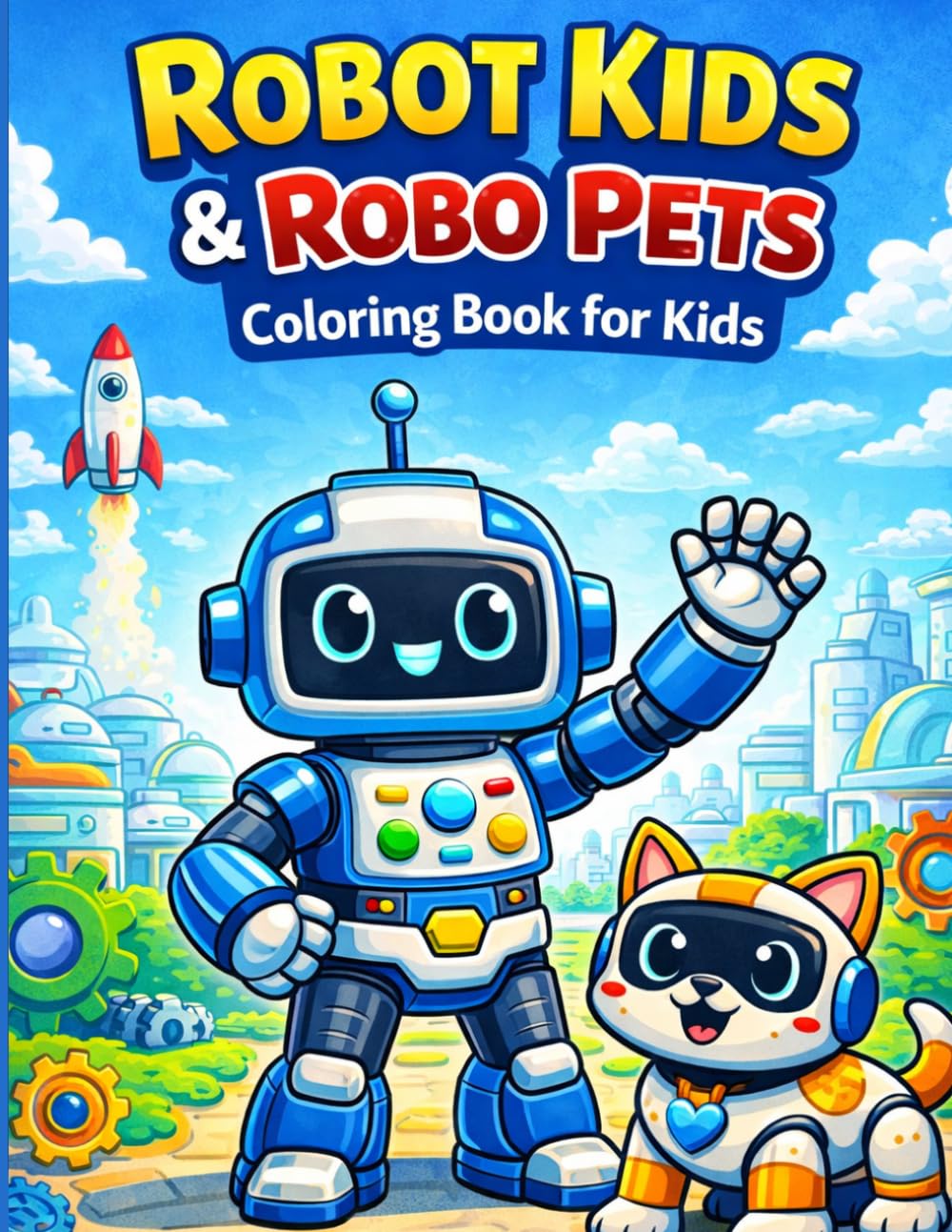 Robot Kids & Robo-Pets Coloring Book for Kids: 50 Fun, Friendly Robot Adventures with Cute Robo Animals