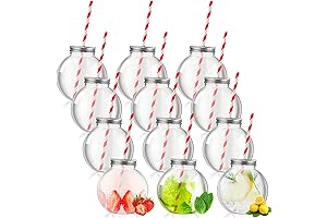 12 Pcs 10 oz 300ml Mini Plastic Fish Bowl Clear Drink Bowl