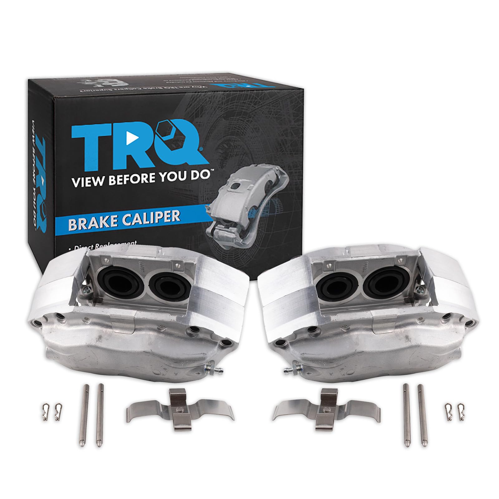 TRQ Front Brake Caliper Set Zinc Coated Brackets