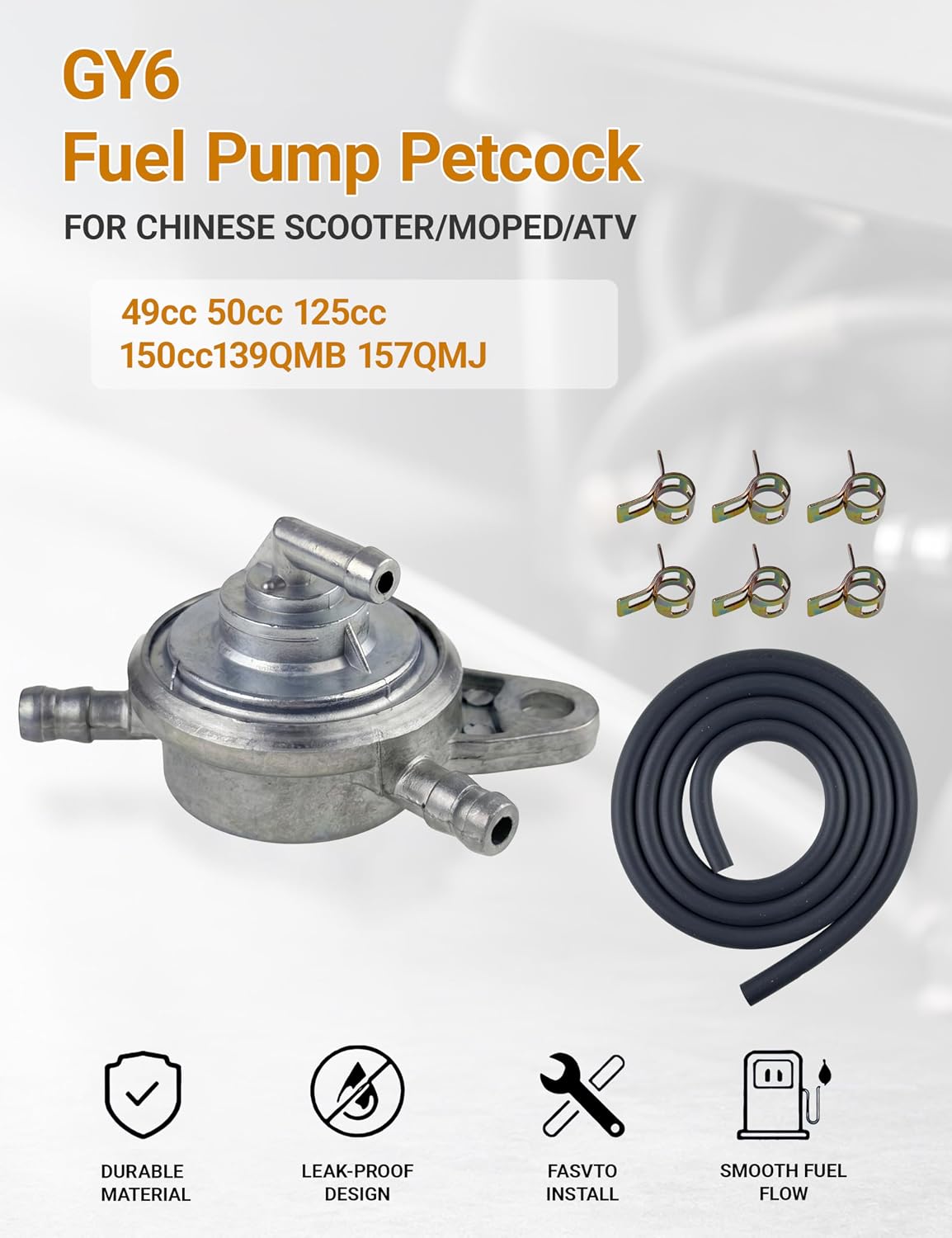 YAMAKATO GY6 Fuel Pump Petcock for Chinese Scooter 49cc 50cc 150cc 125cc
